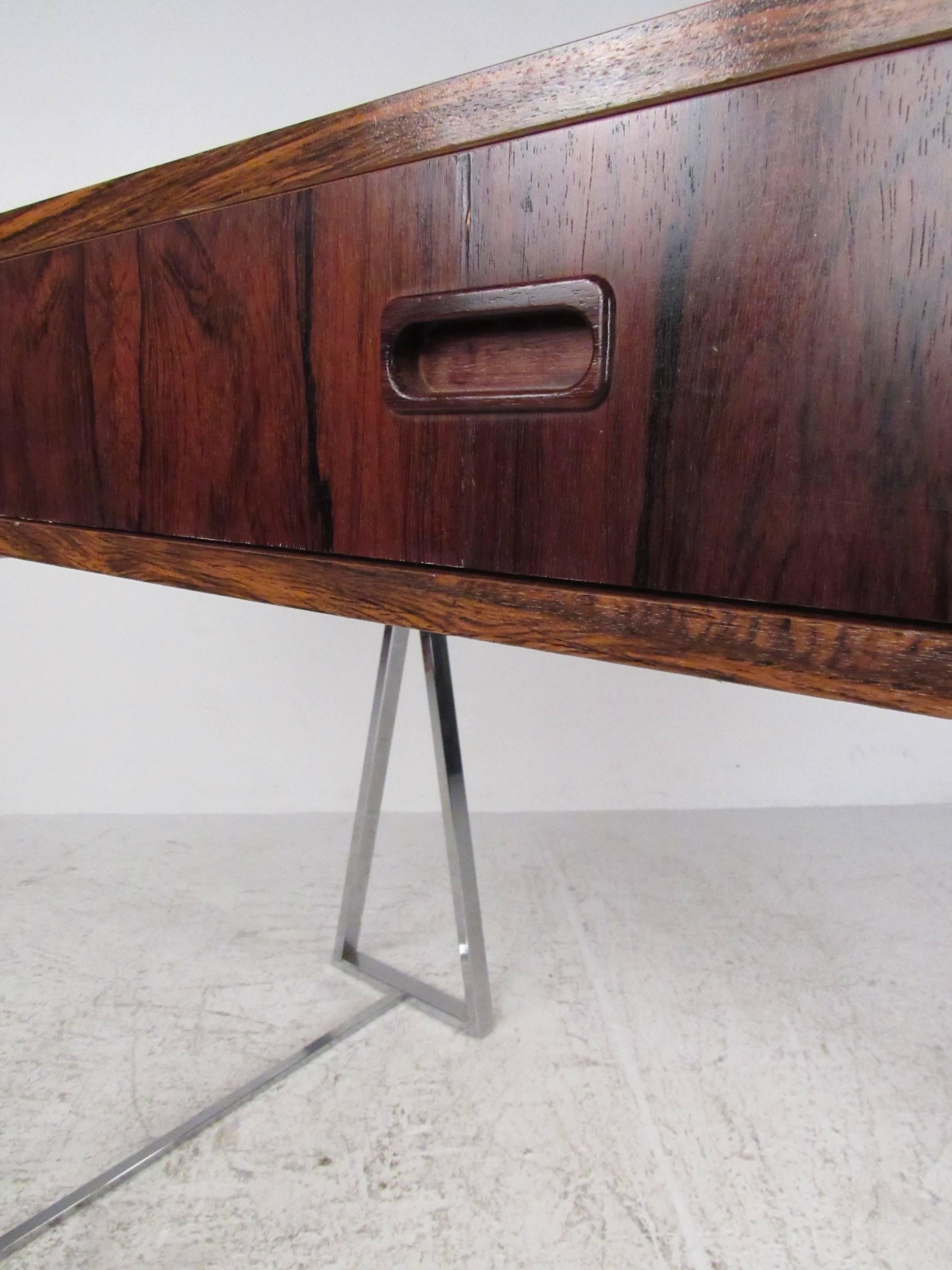 20th Century Danish Modern Rosewood and Chrome Campaign Desk