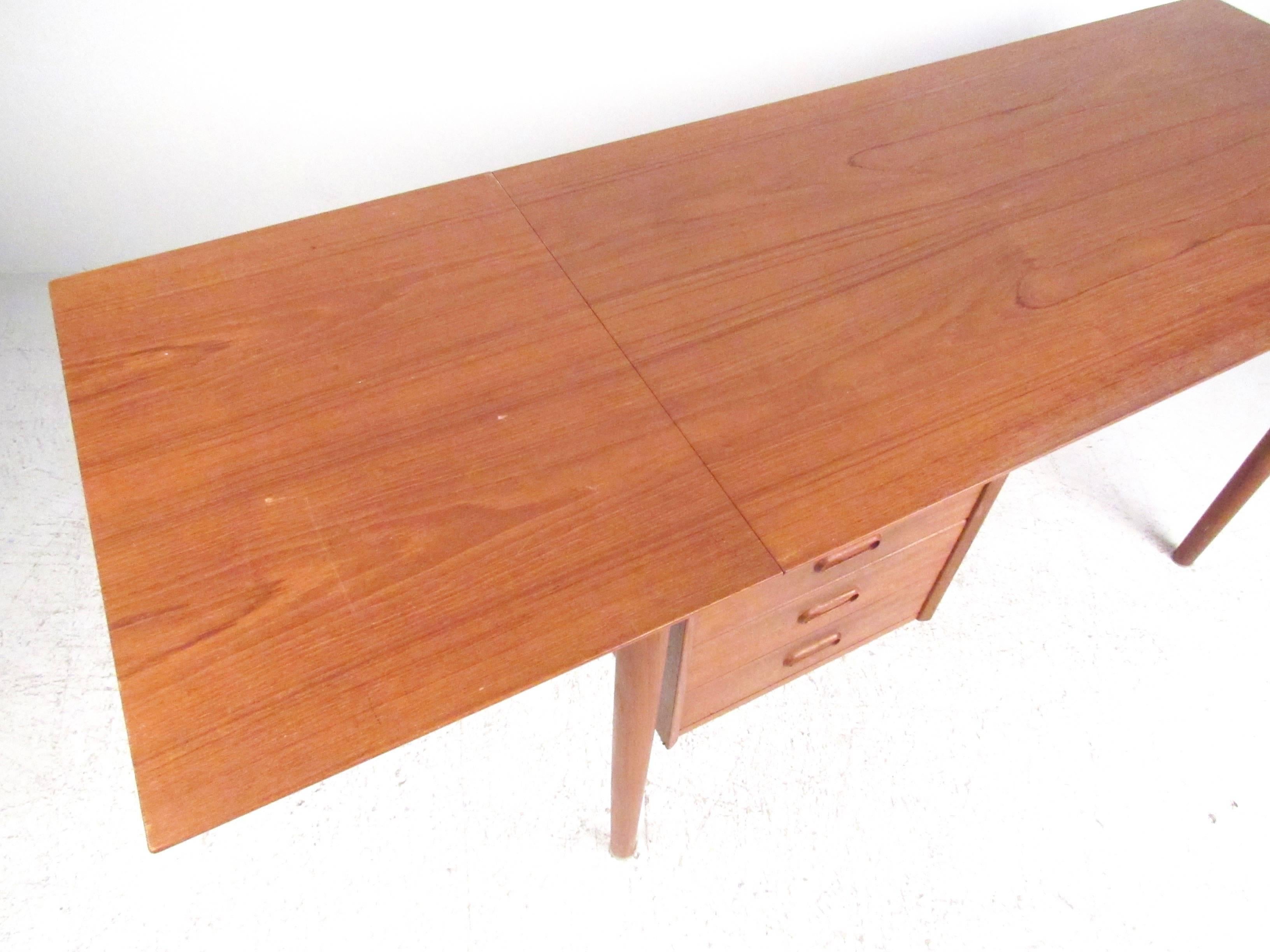 Danish Scandinavian Modern Drop Leaf Teak Desk