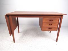 Scandinavian Modern Drop Leaf Teak Desk