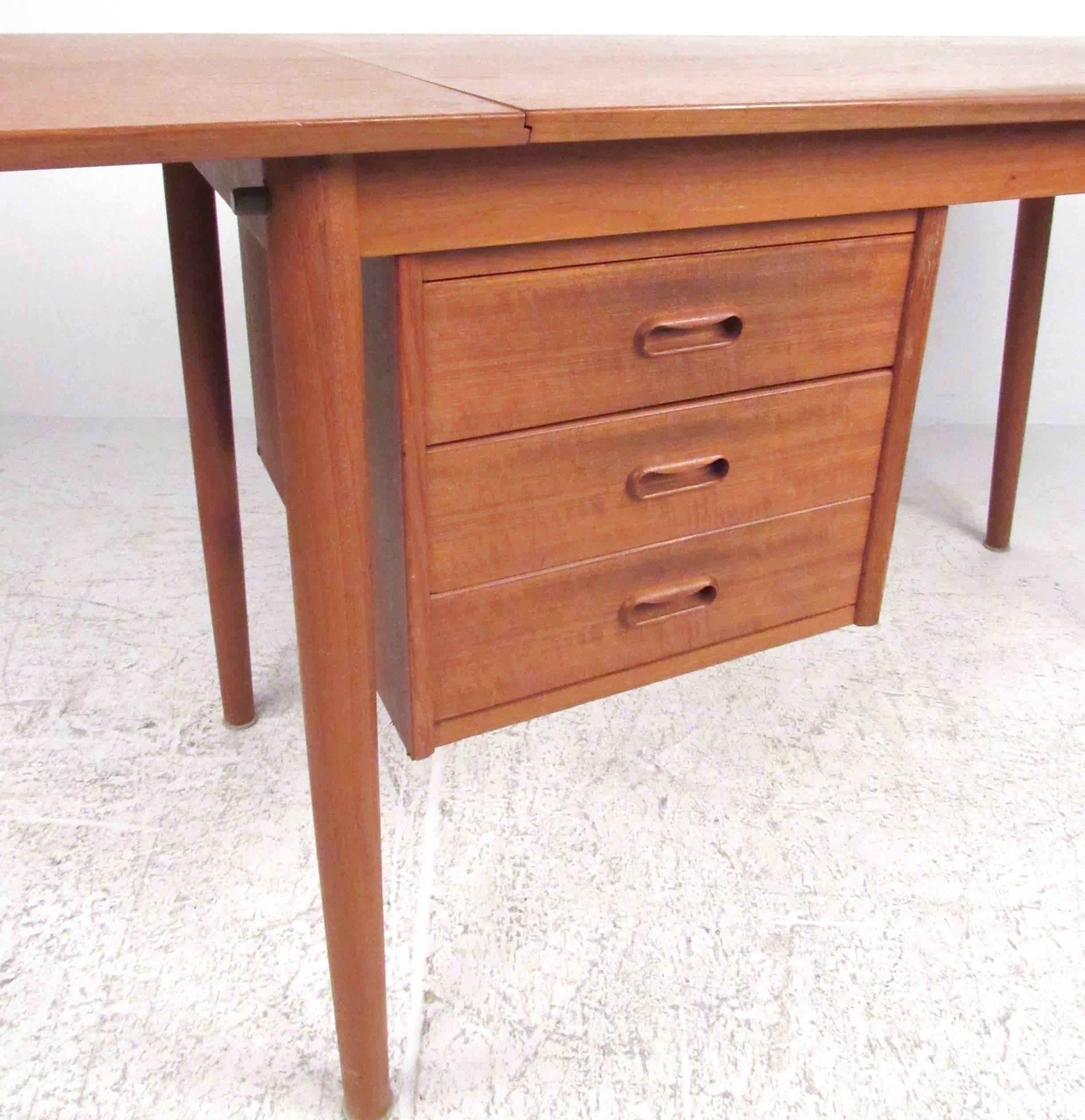 Mid-Century Modern Scandinavian Modern Drop Leaf Teak Desk