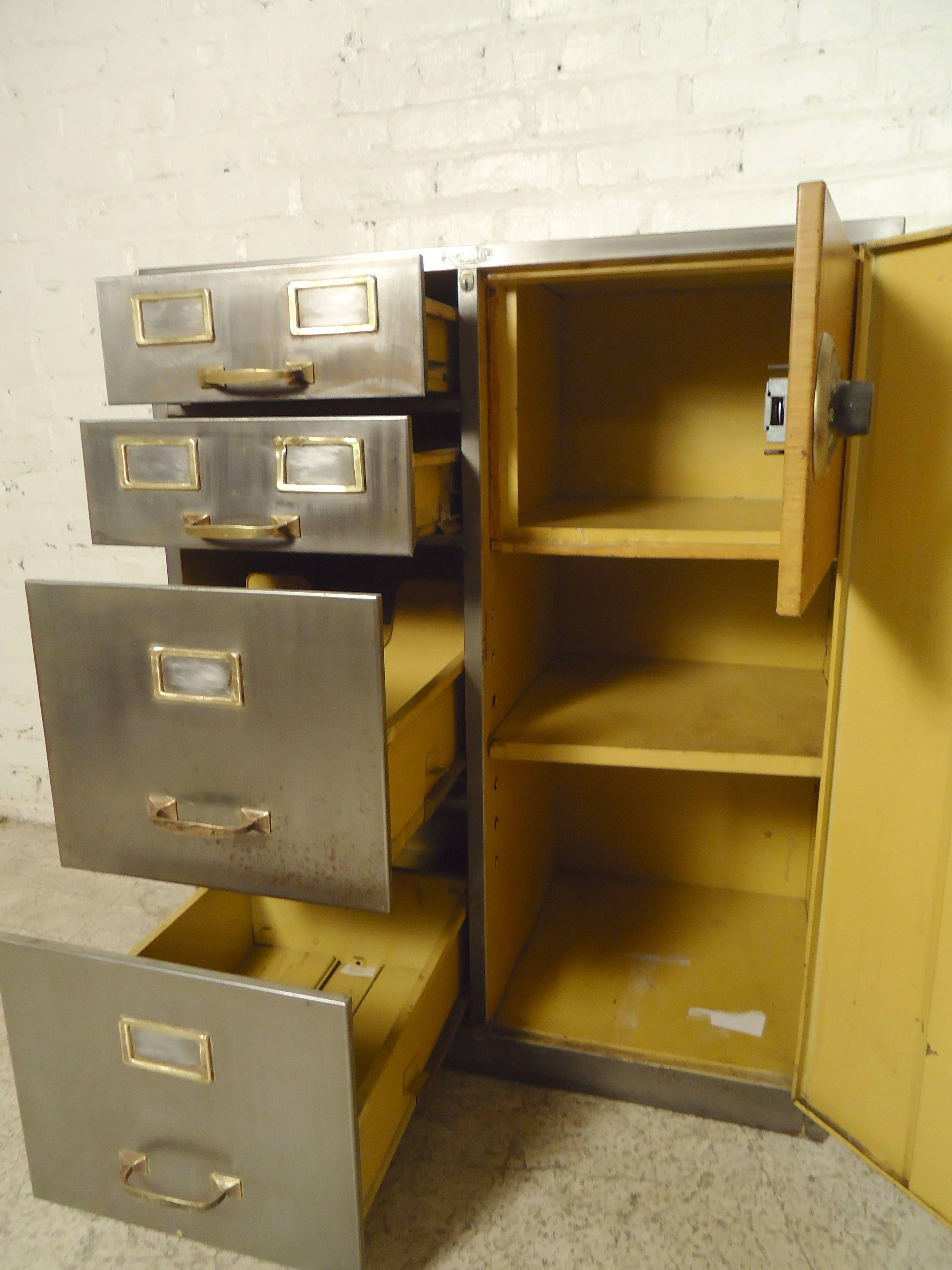 Mid-20th Century Industrial Metal File Cabinet