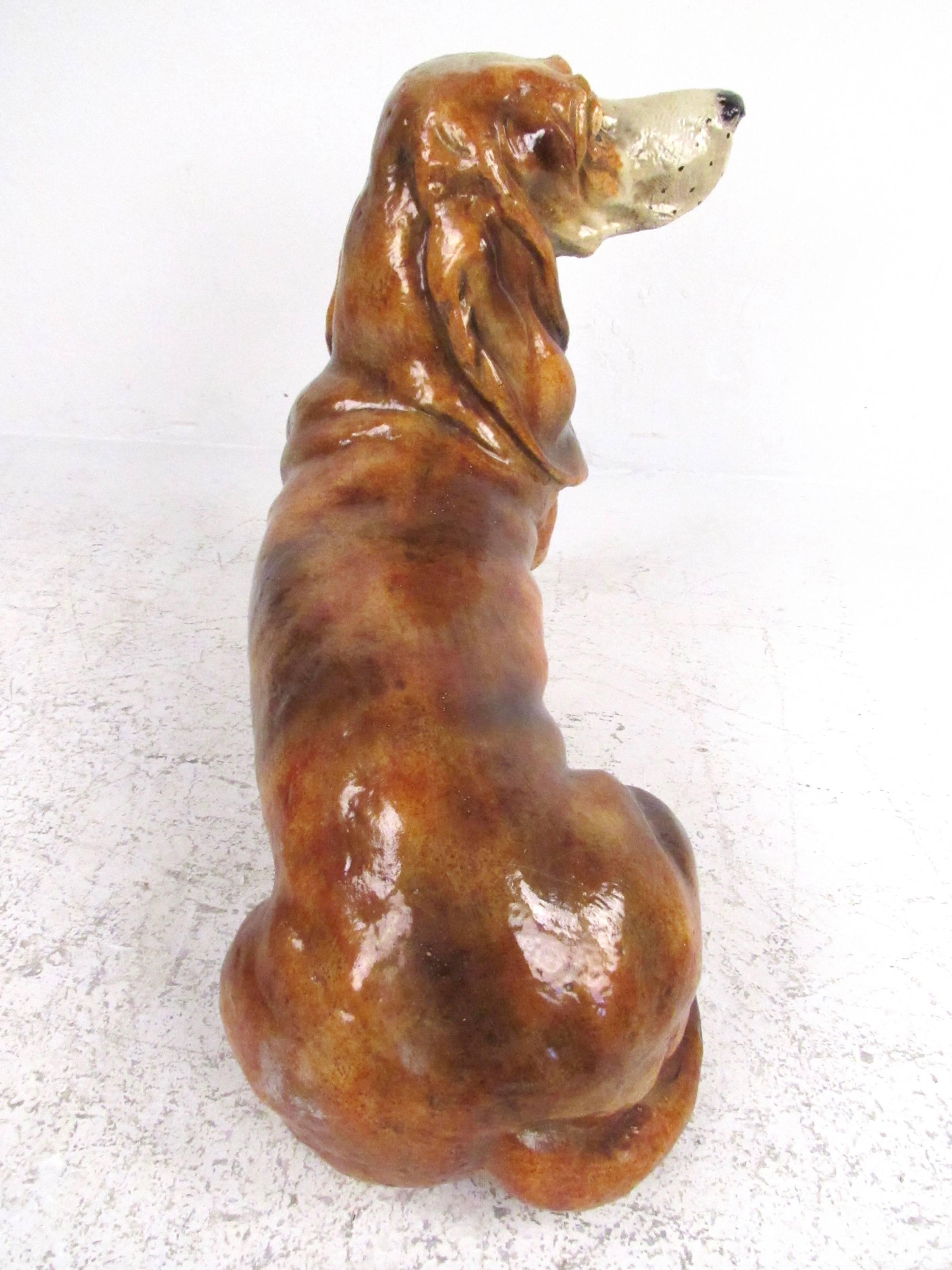 Vintage Sculptural Basset Hound Dog Statue In Good Condition In Brooklyn, NY