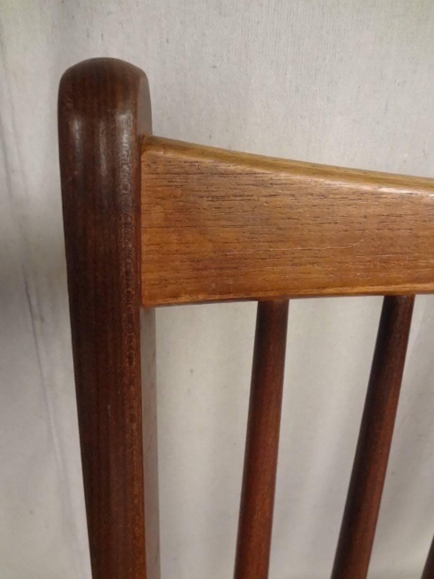 Danish Set of Mid-Century Modern Teak and Rope Cord Dining Chairs
