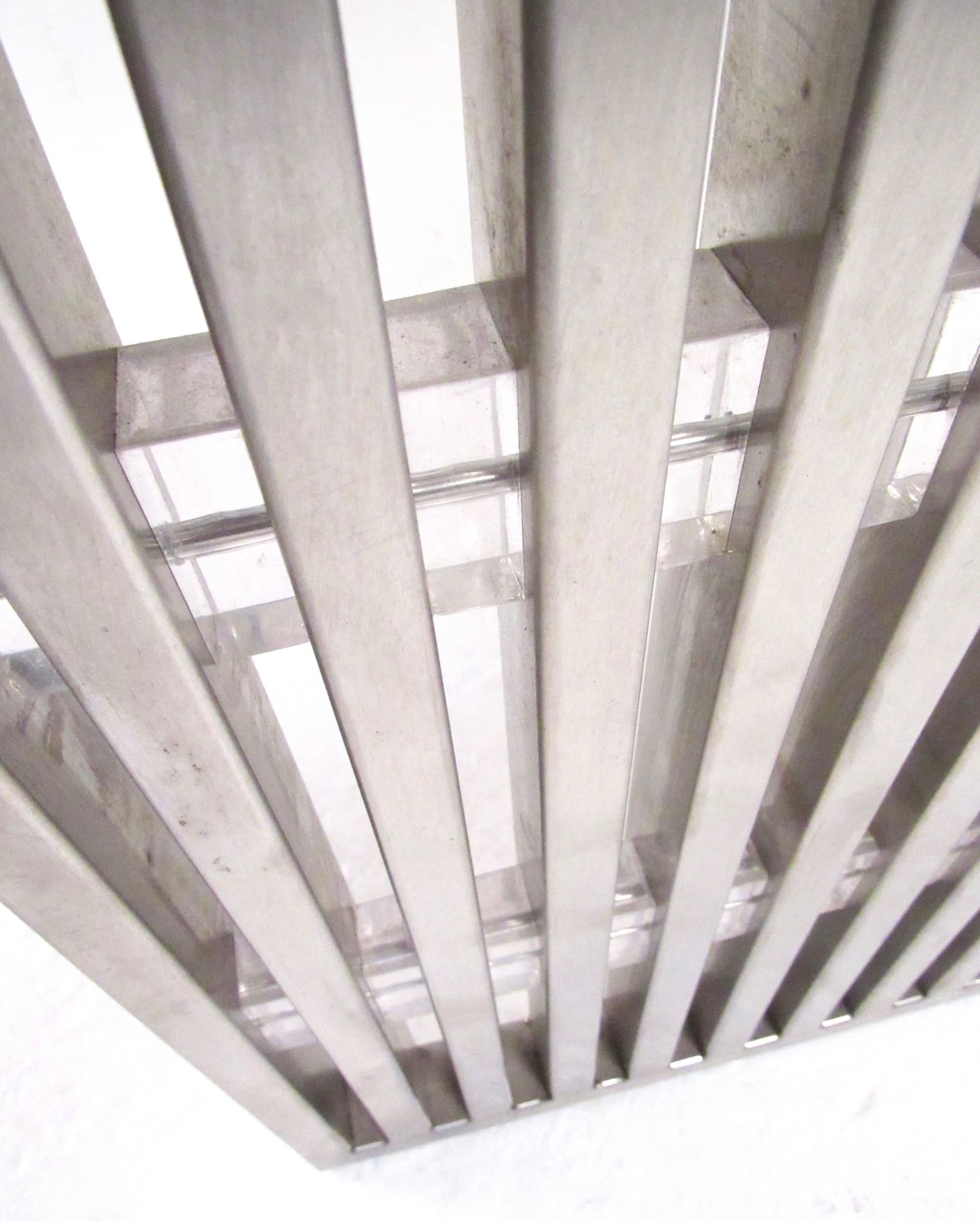 metal slatted bench