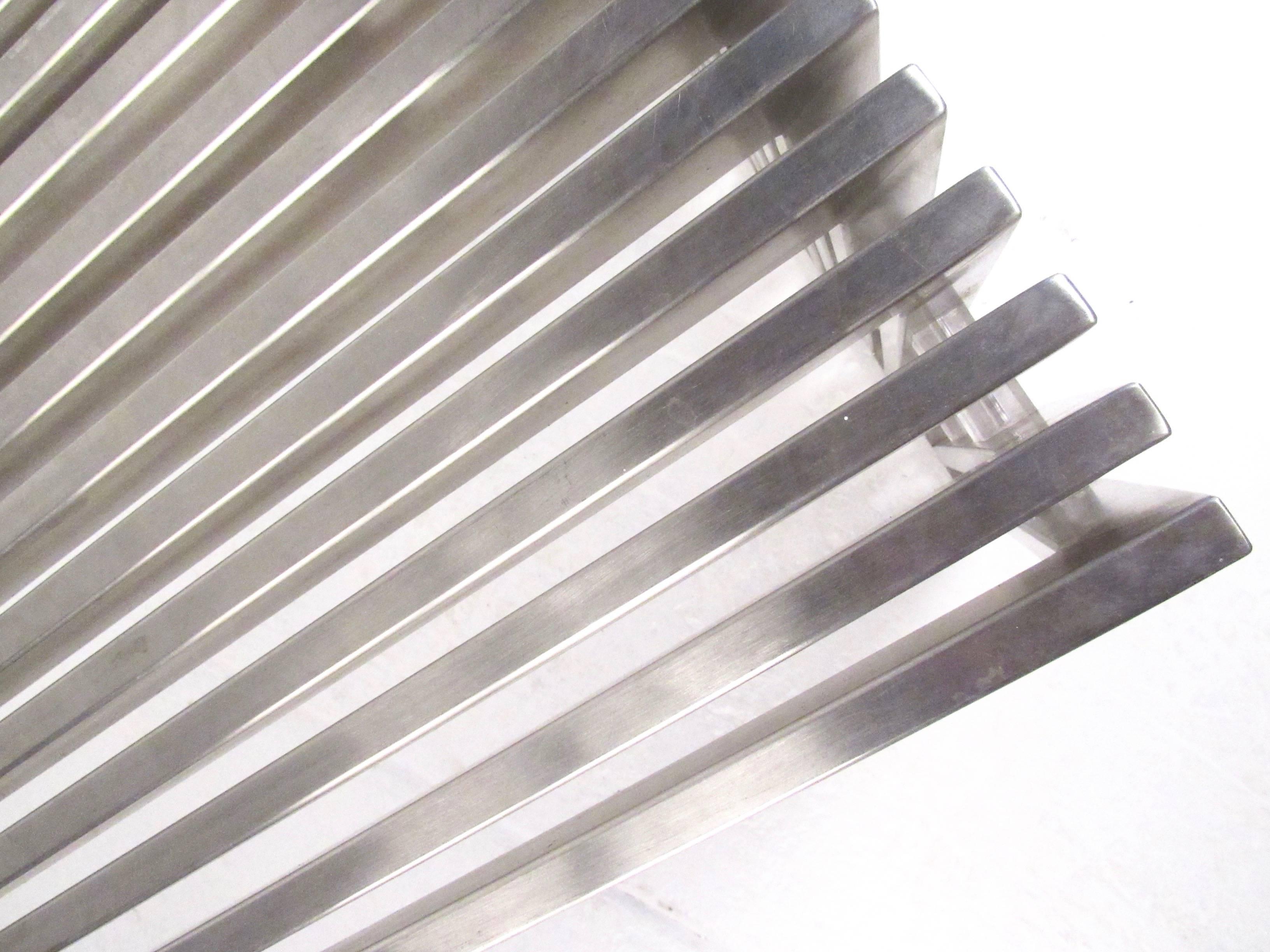 20th Century Mid-Century Chrome and Lucite Slat Bench by Milo Baughman