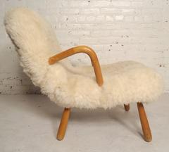 Style of Philip Arctander "Clam Chair" in Lamb Fur
