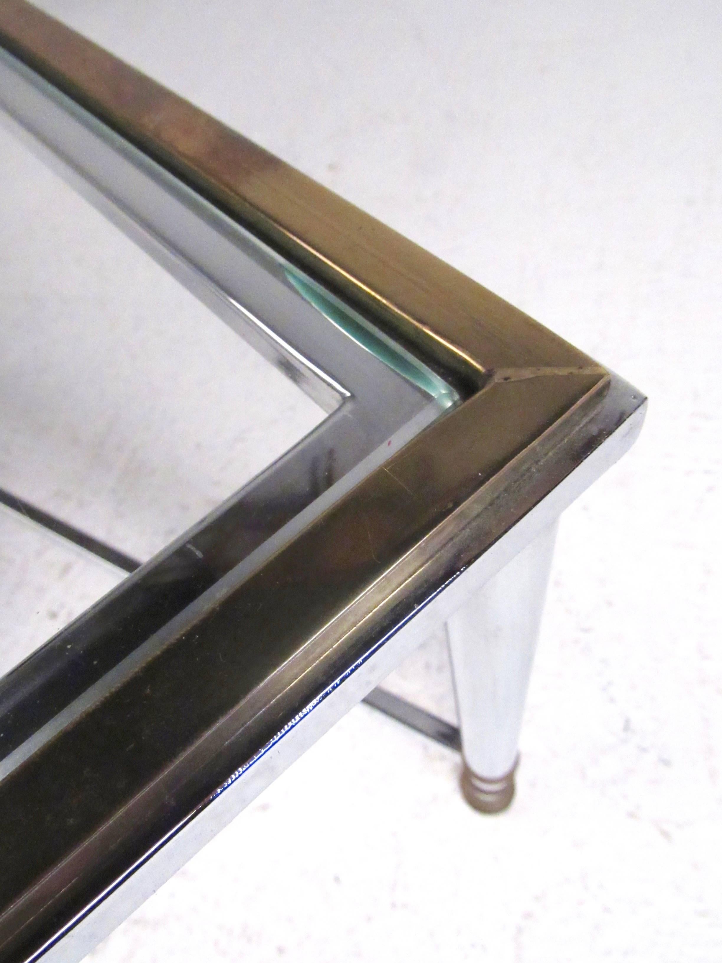 Mid-Century Modern Chrome and Brass Coffee Table For Sale 2
