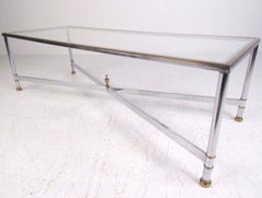 Retro Mid-Century Modern Chrome and Brass Coffee Table