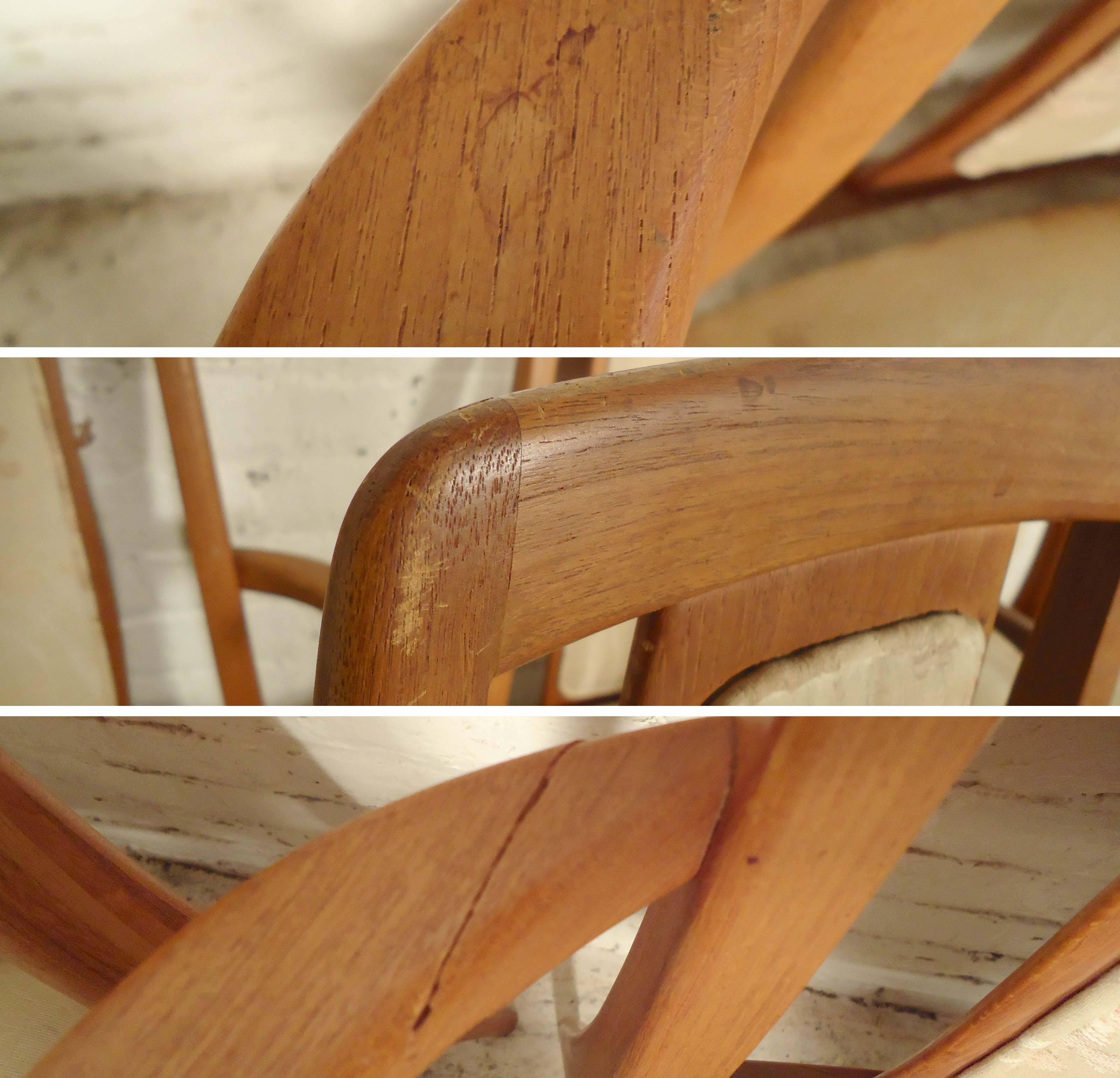 Carved Six Danish Teak Dining Chairs by Niels Kofoed for Hornslet Mobelfabrik For Sale