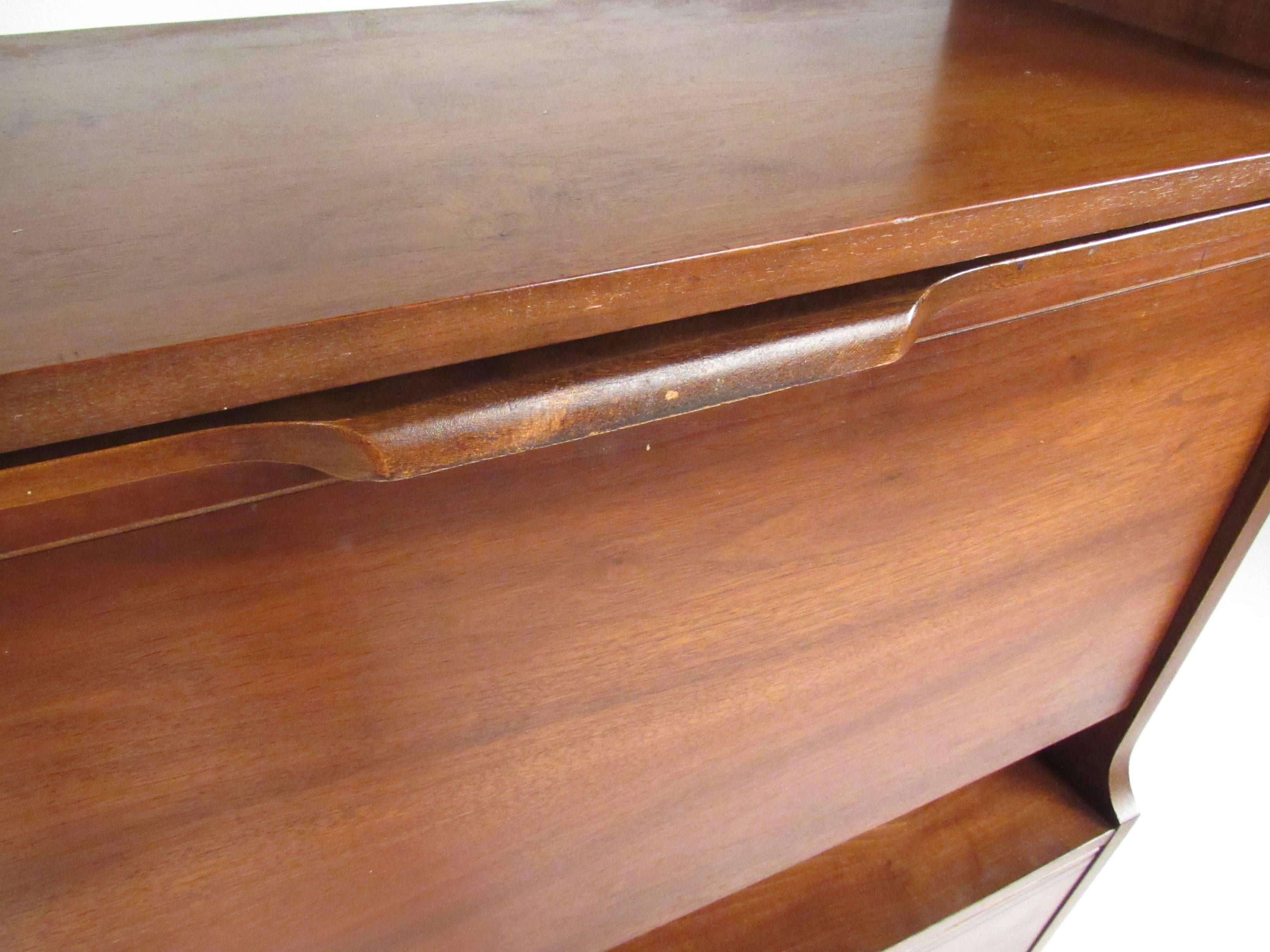 Mid-Century Modern Walnut Bookshelf Room Divider 1