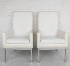 Pair of Vintage Modern High Back Vinyl Armchairs