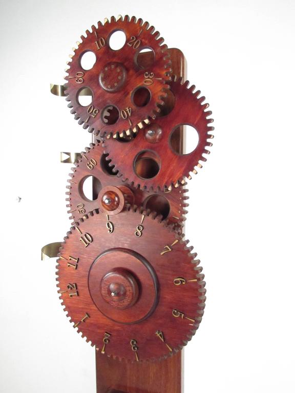 Contemporary Modern Sculptural Gear Clock by Clockwork Inc. For Sale at