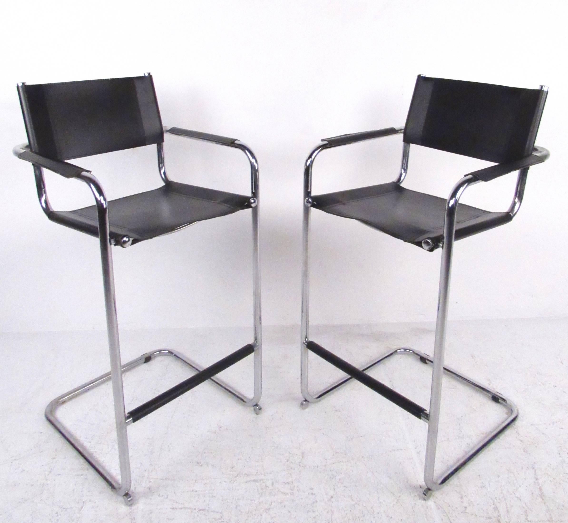 leather chrome bar stools