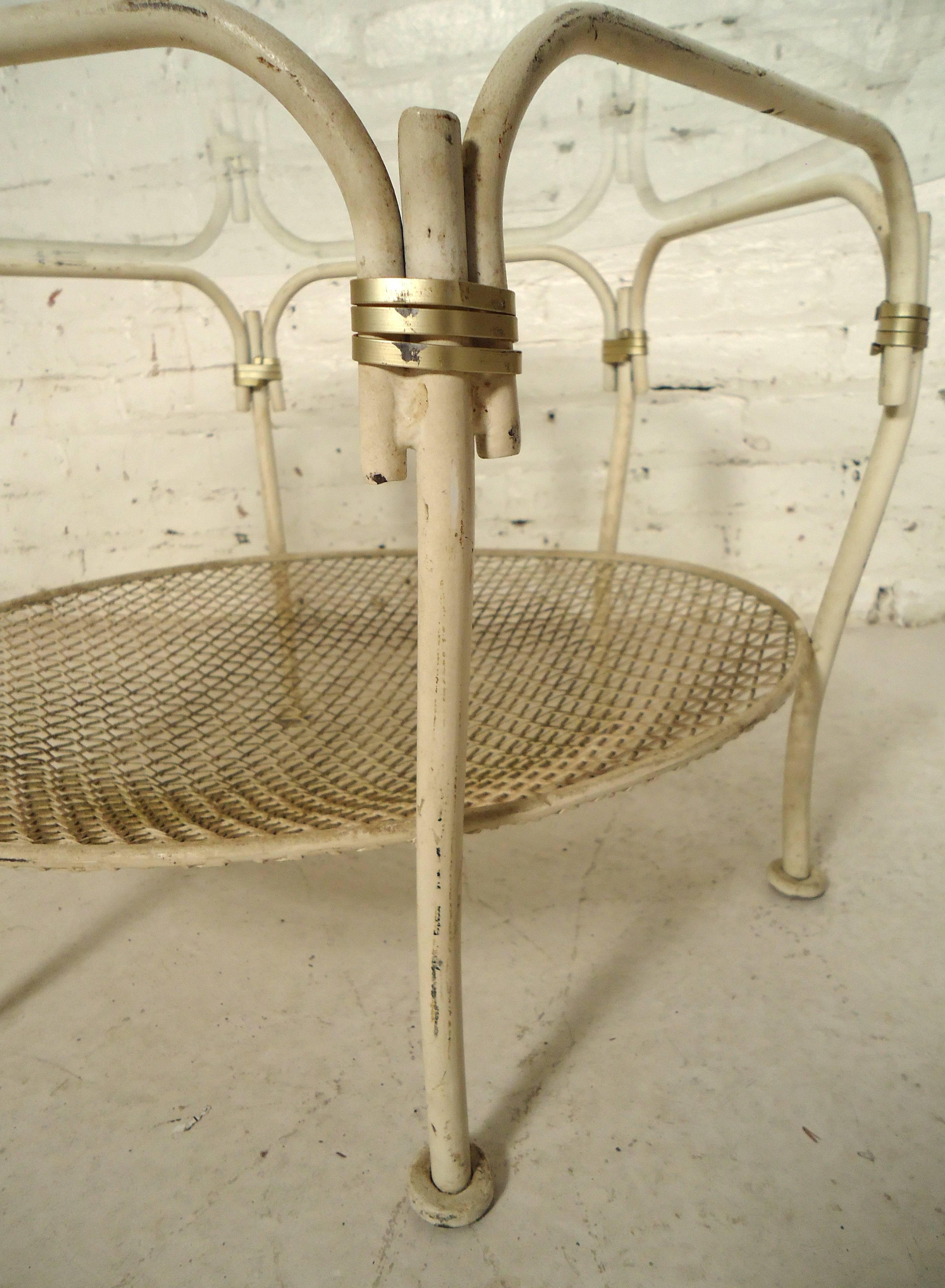 Mid-20th Century Vintage Modern Iron Glass Top Table