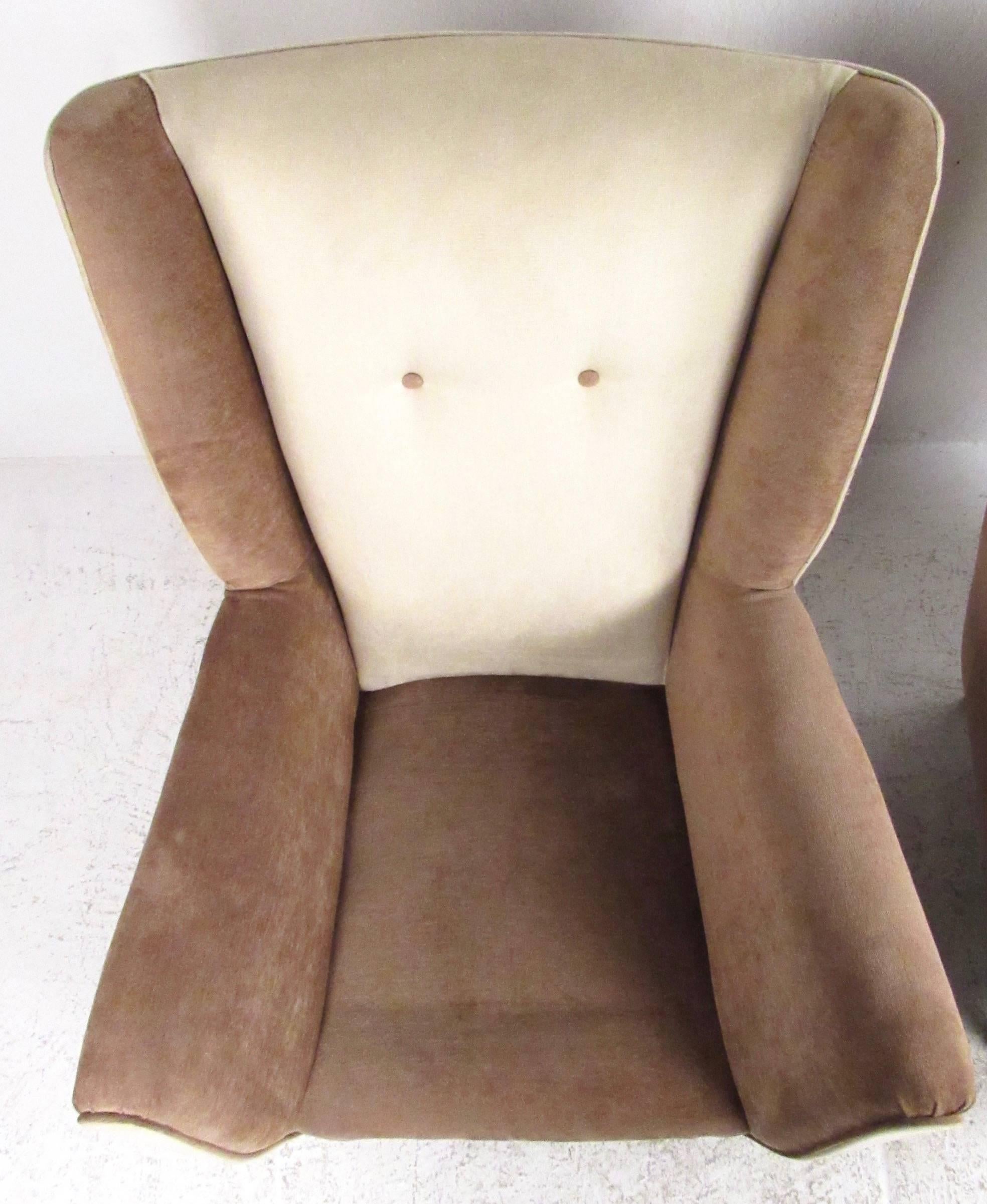 Pair of Modern Italian High Back Lounge Chairs For Sale 1