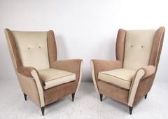 Pair of Modern Italian Wing Back Lounge Chairs