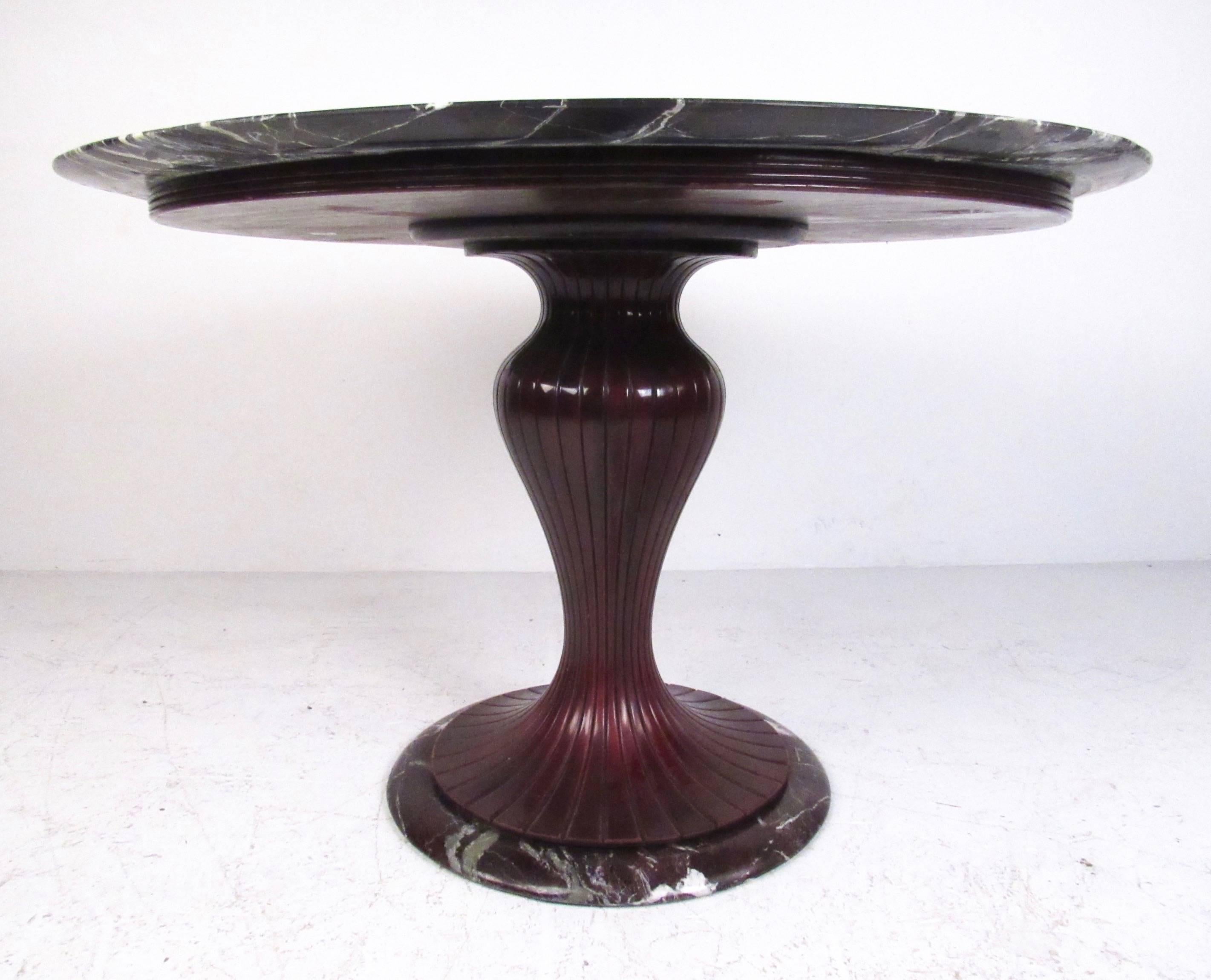 Stylish Vintage Marble Top Pedestal Table In Good Condition In Brooklyn, NY