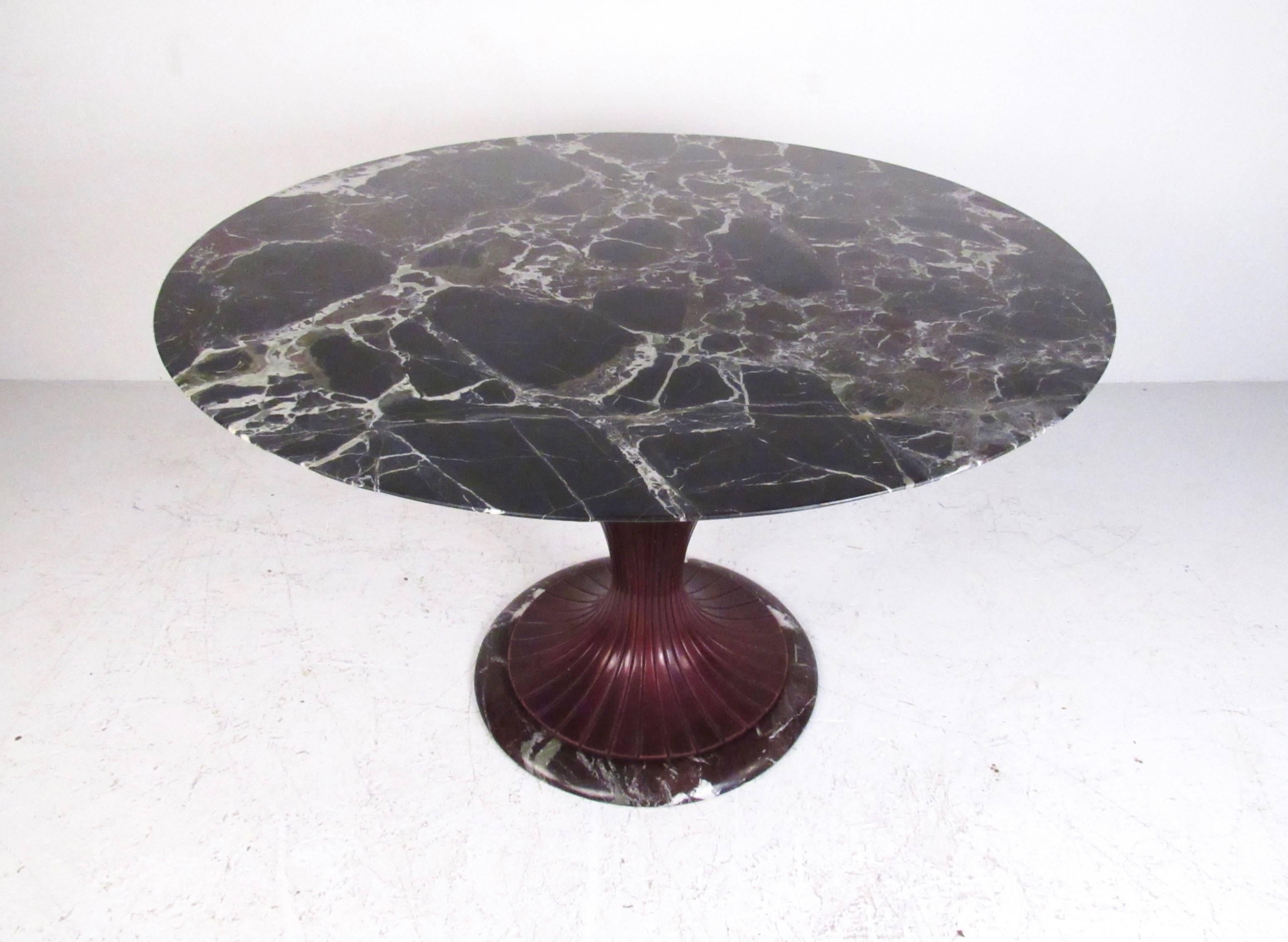 Italian Stylish Vintage Marble Top Pedestal Table