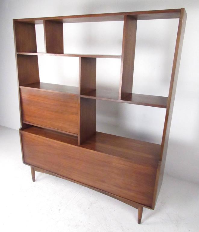 MidCentury Modern Walnut Bookshelf Room Divider at 1stDibs mid