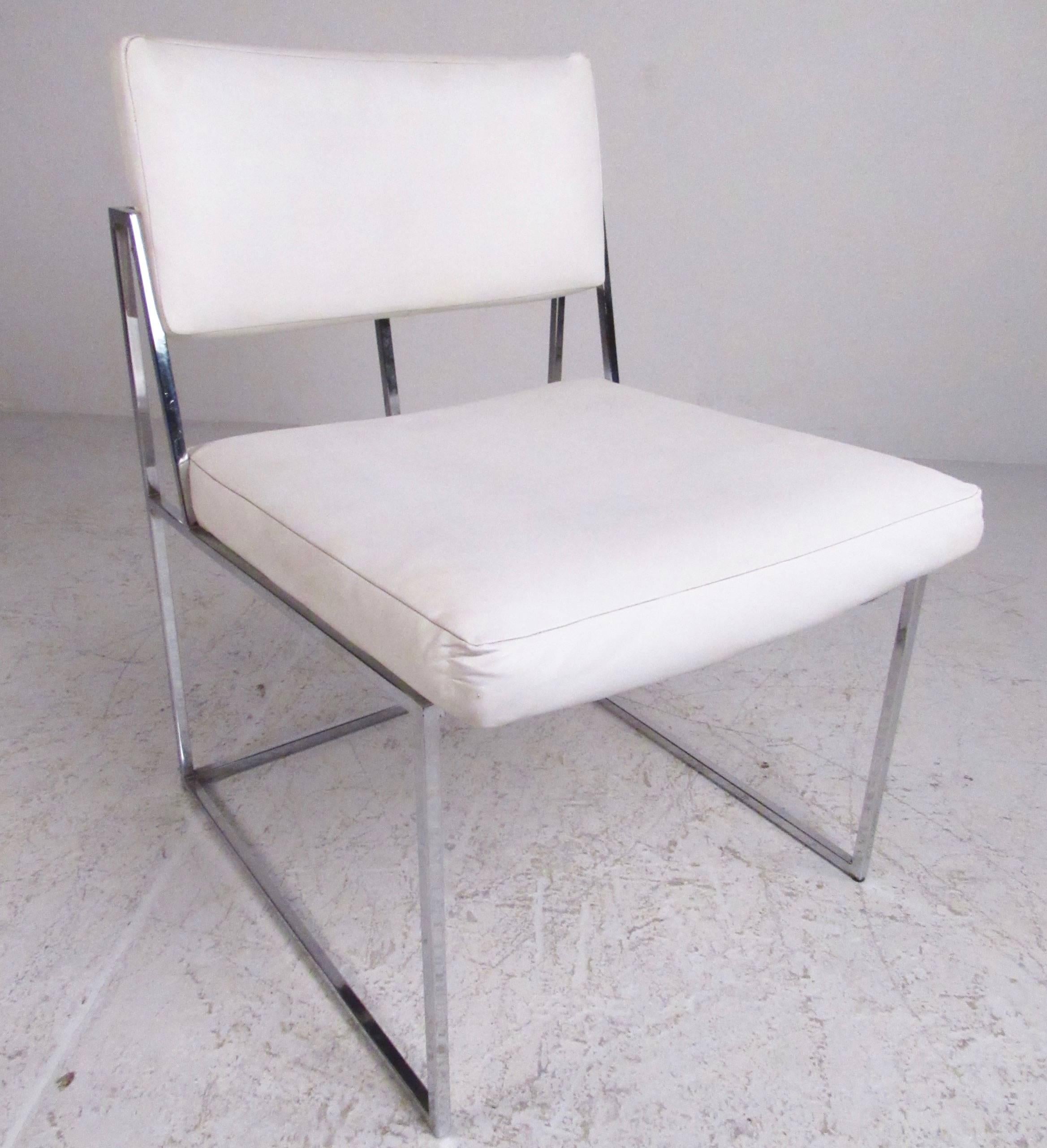 Mid-Century Modern Set of Modern Chrome Dining Chairs after Milo Baughman