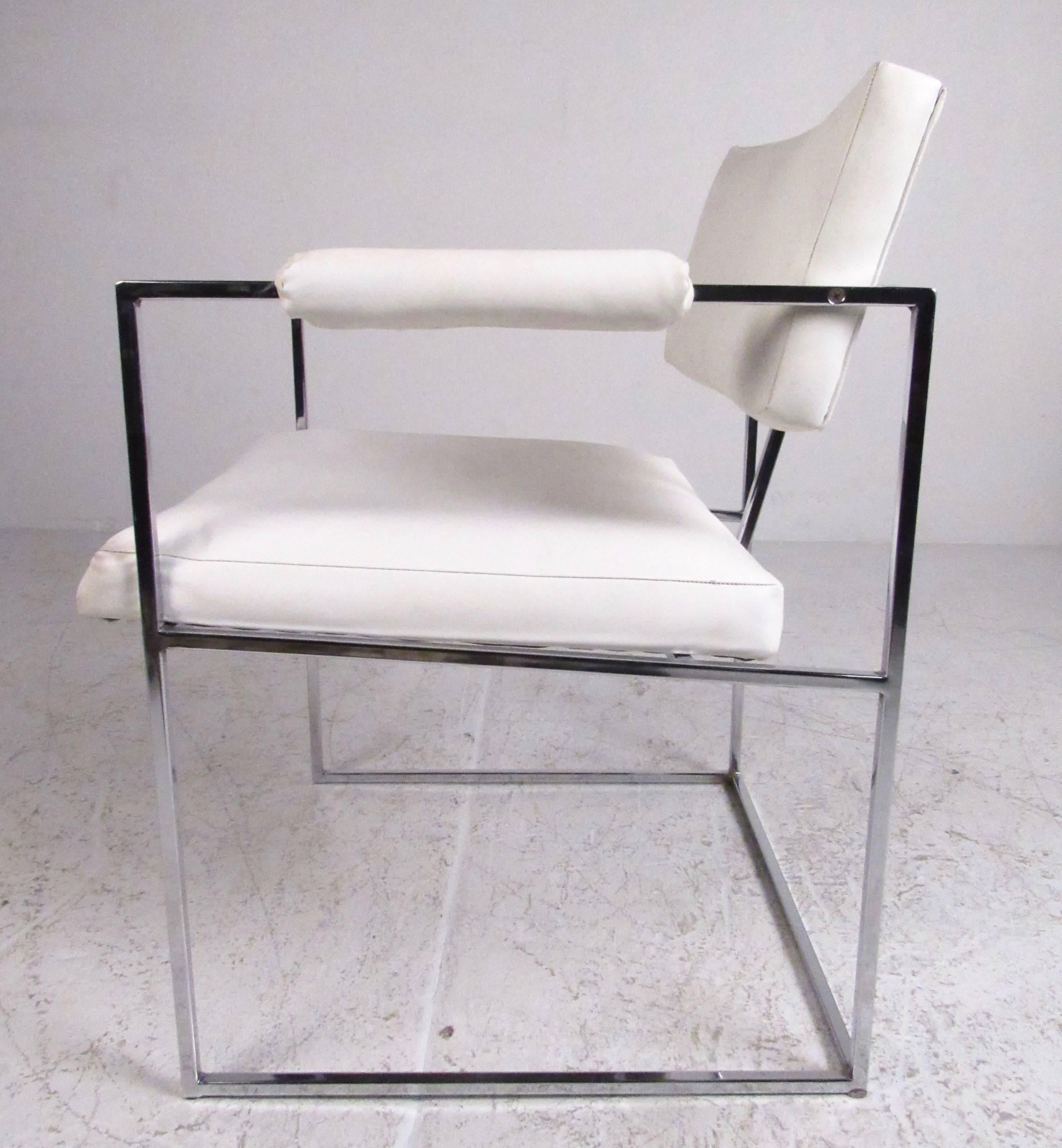 American Set of Modern Chrome Dining Chairs after Milo Baughman