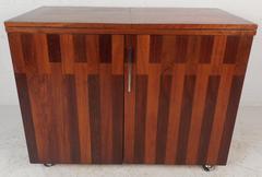 Mid-Century Modern Rosewood and Walnut Flip Top Bar by Lane Furniture