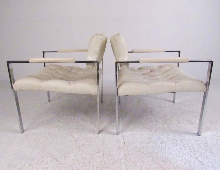 American Pair of Chrome Lounge Chairs by Erwin-Lambeth in the style of Harvey Probber For Sale