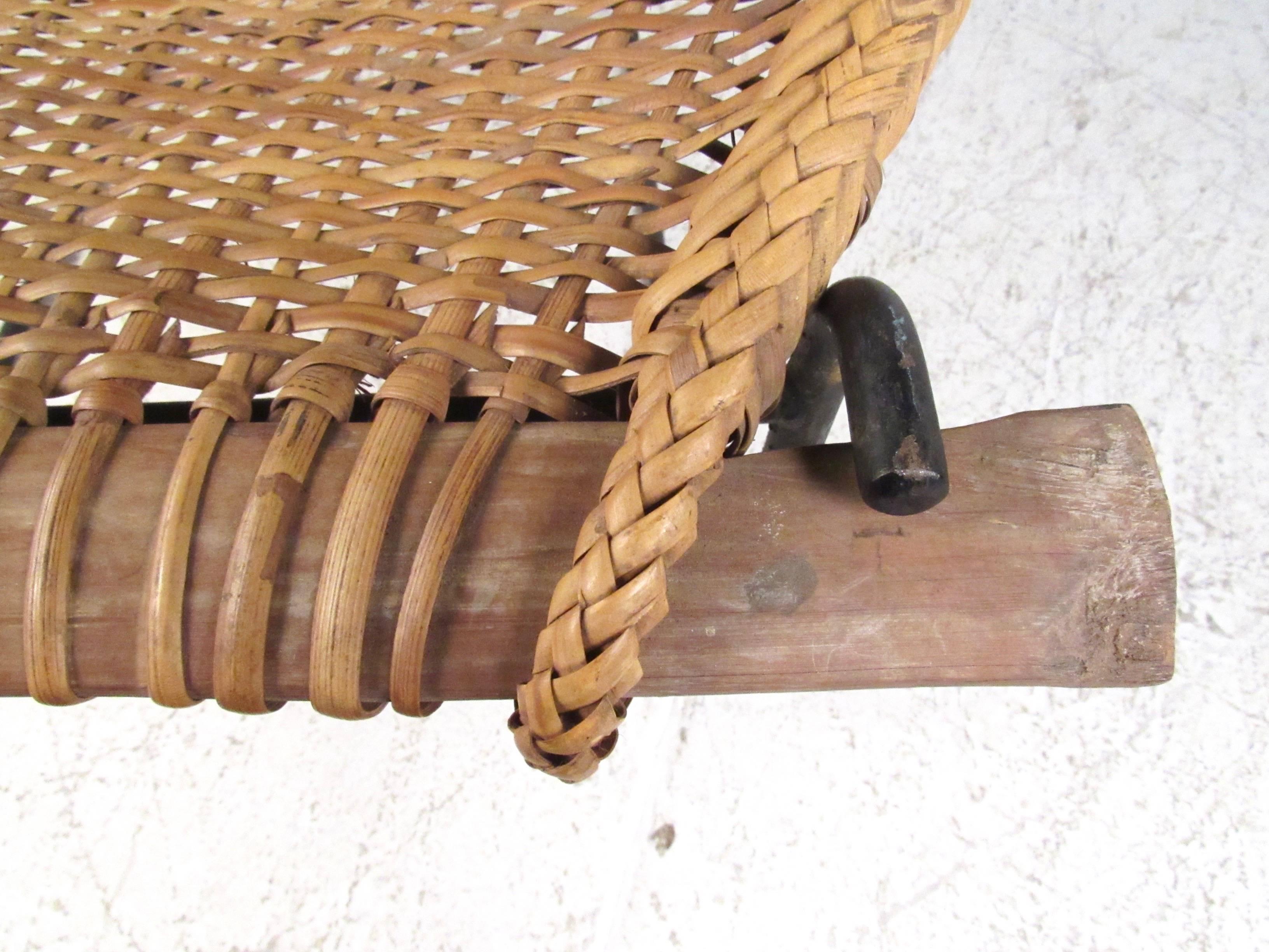 Pair of Vintage Modern Woven Wicker Sling Chairs 3