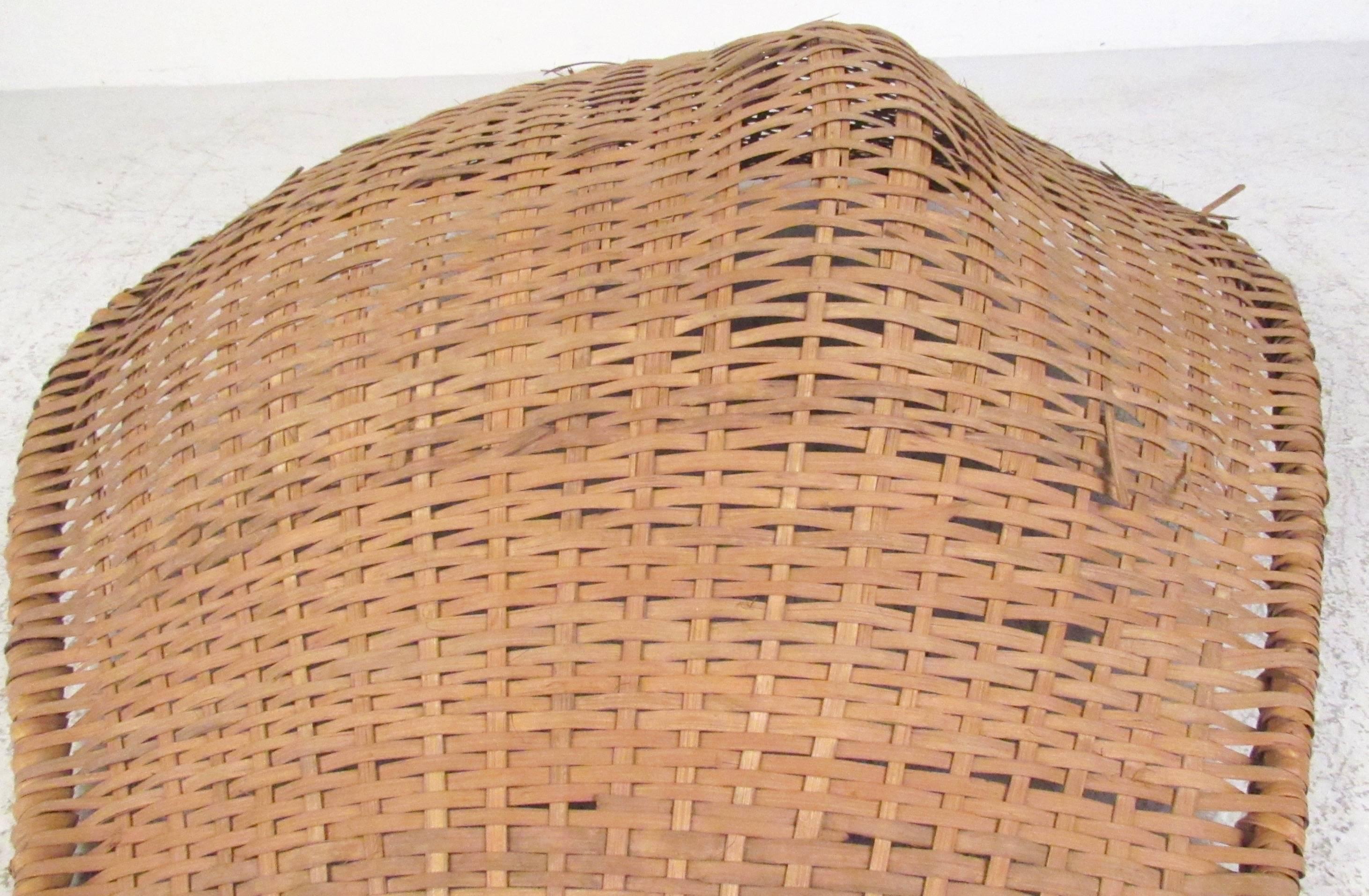 Pair of Vintage Modern Woven Wicker Sling Chairs 2