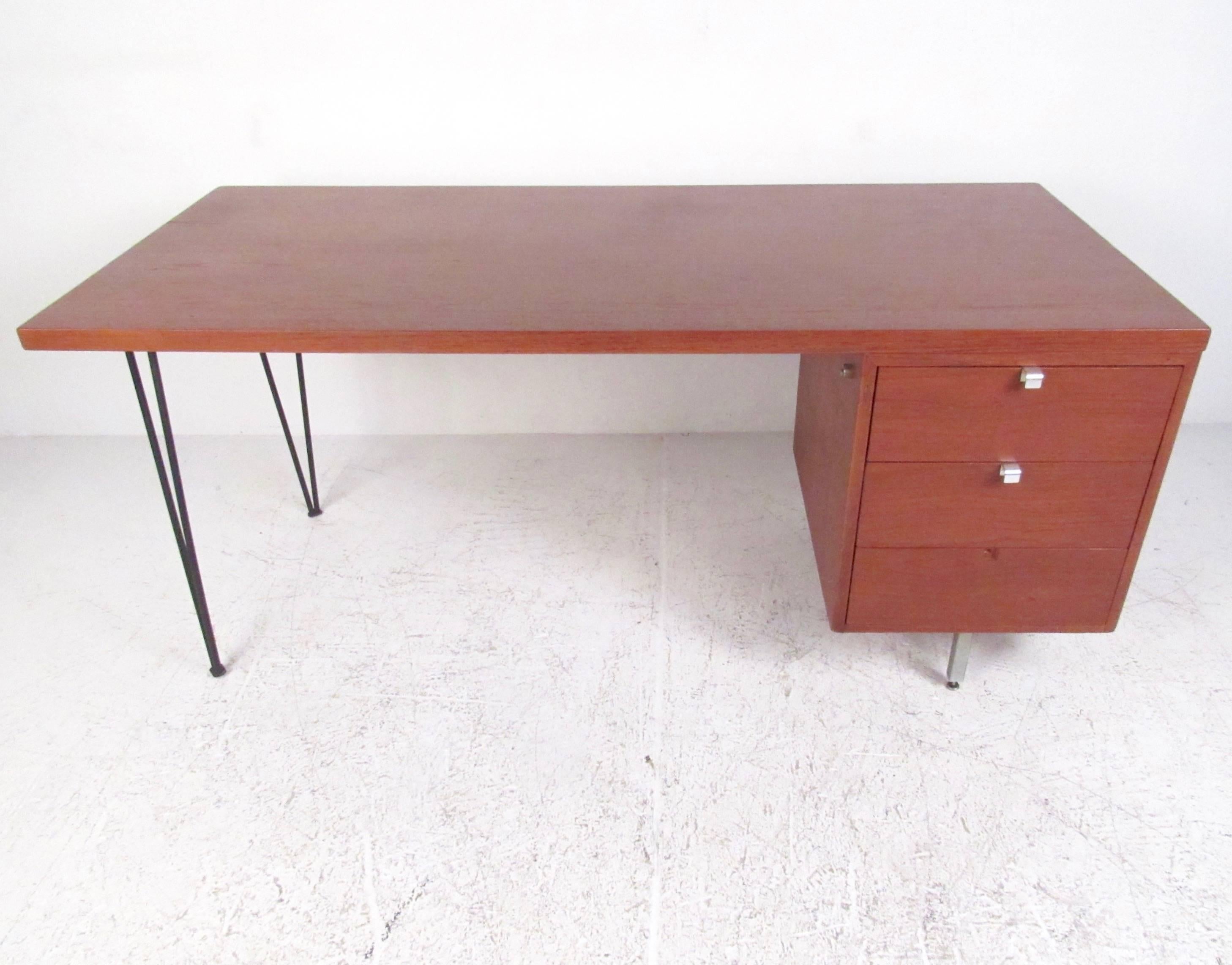 desk with hairpin legs