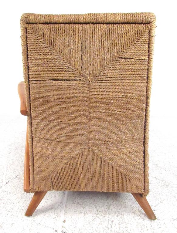 MidCentury Modern Woven Chaise Lounge at 1stDibs