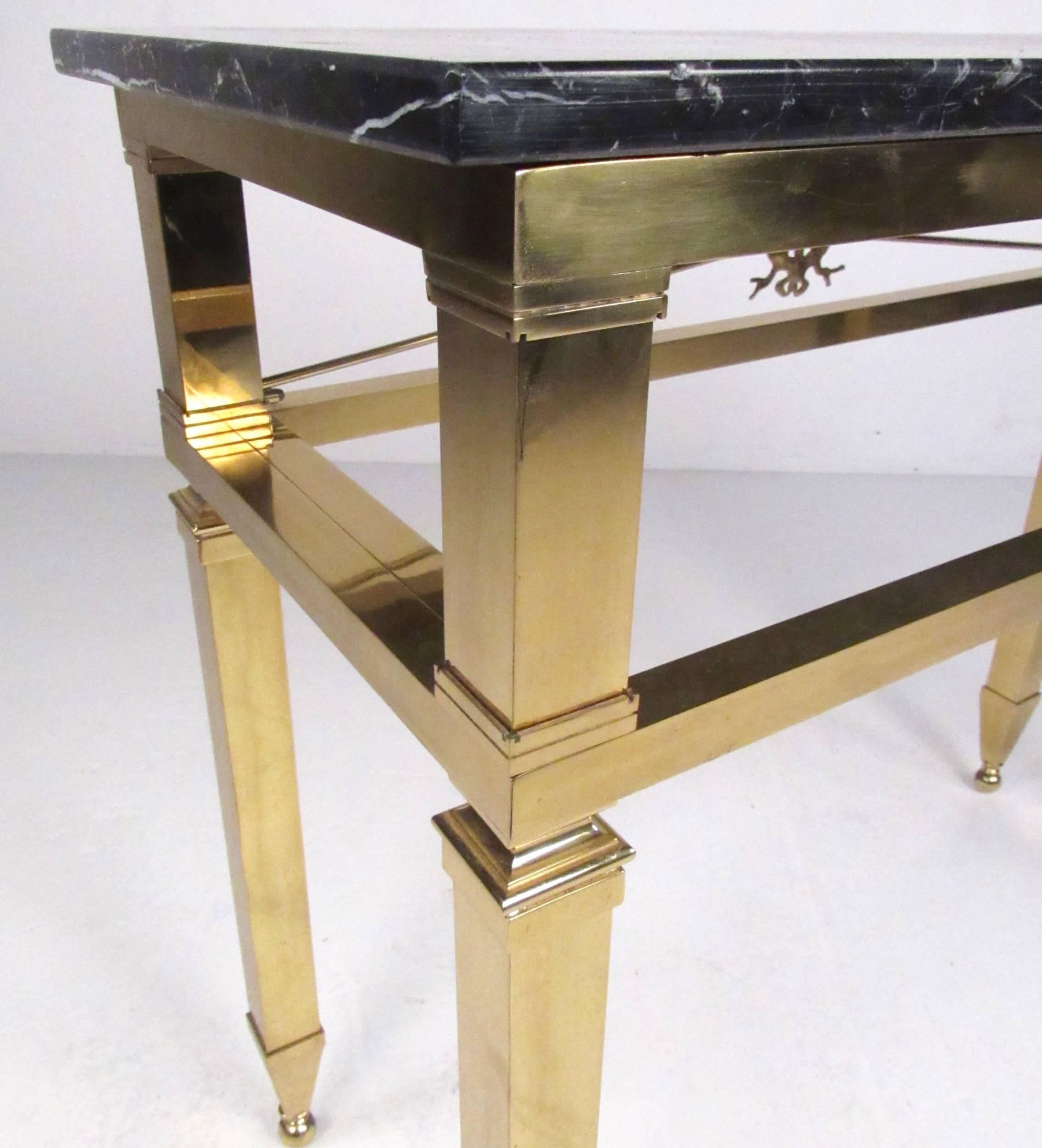Stylish Italian Directoire Style Brass and Marble Console Table 4