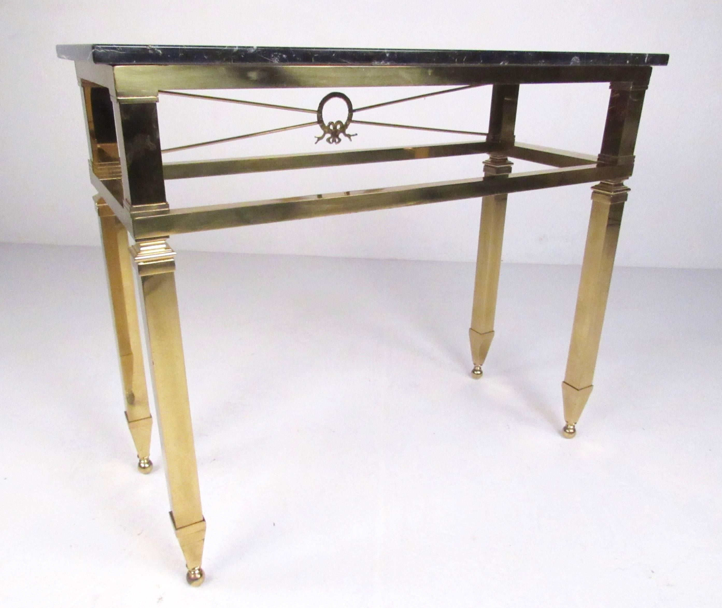Stylish Italian Directoire Style Brass and Marble Console Table 2