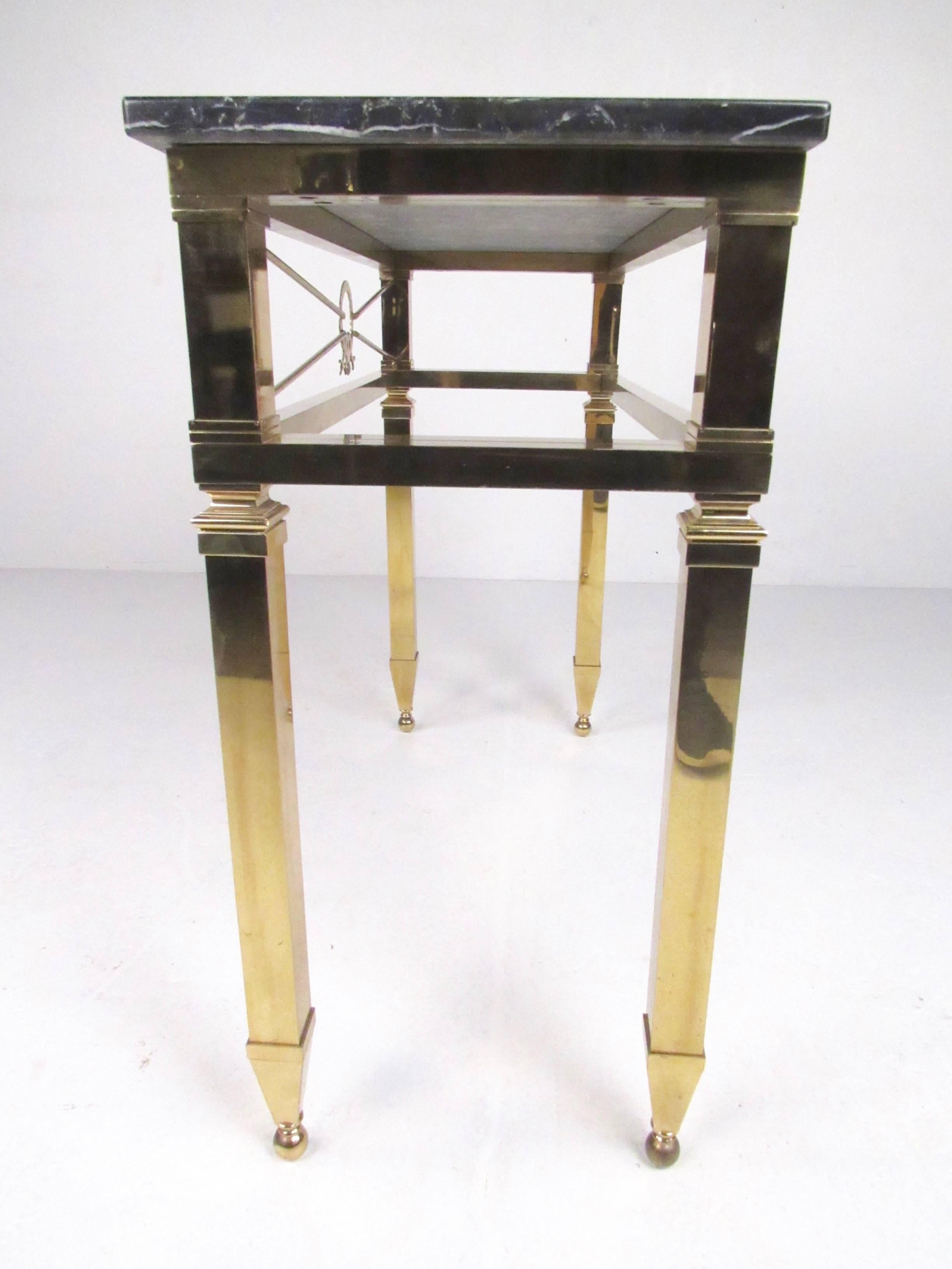 Stylish Italian Directoire Style Brass and Marble Console Table 3