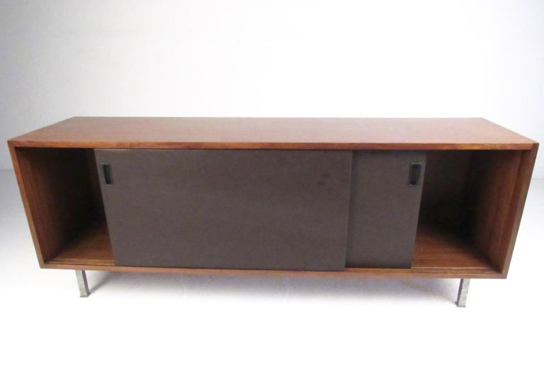 American Stylish Modern Sliding Door Credenza by Florence Knoll For Sale