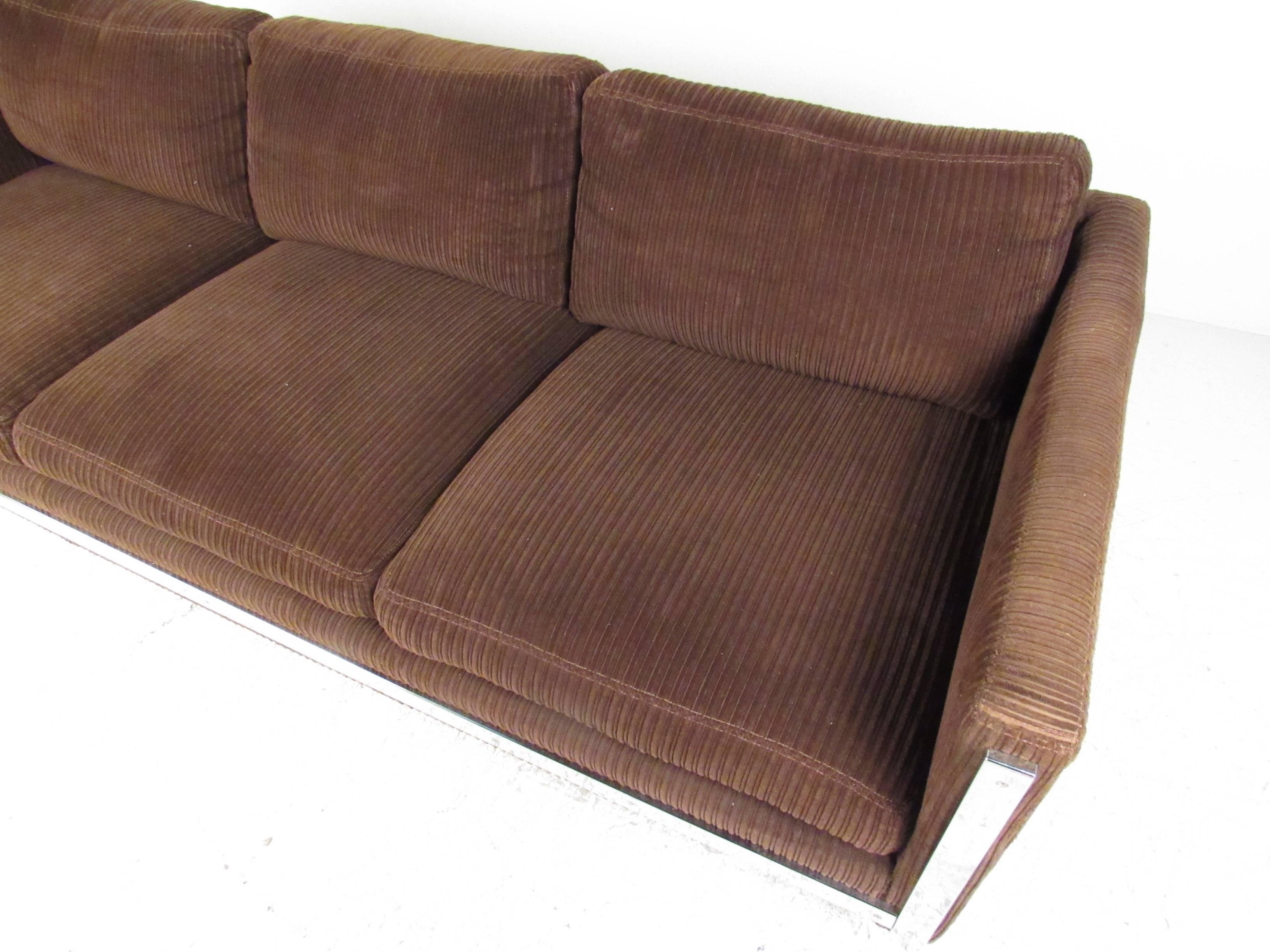 Contemporary Modern Three-Seat Sofa with Chrome Frame 1