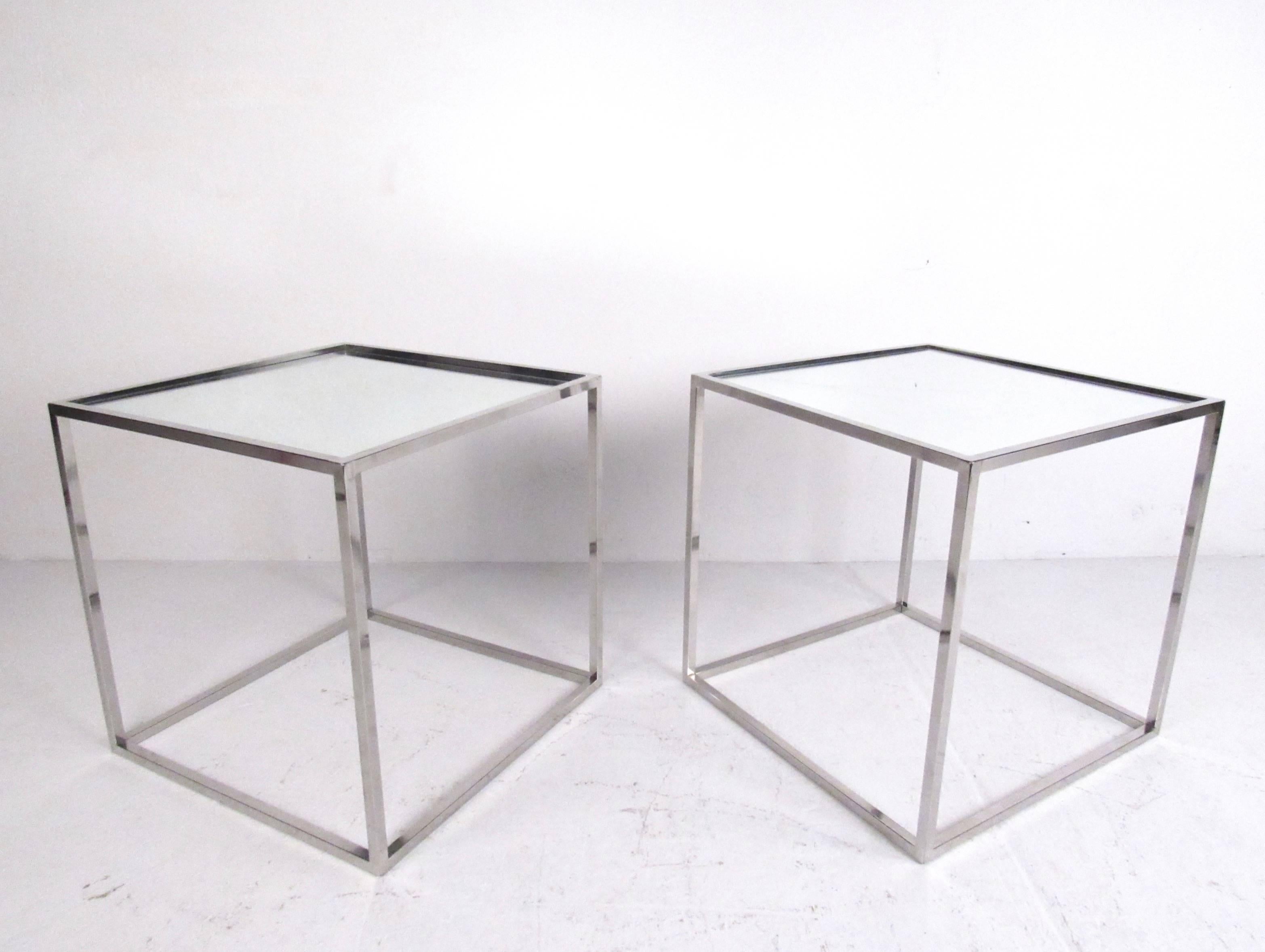 chrome and glass end tables