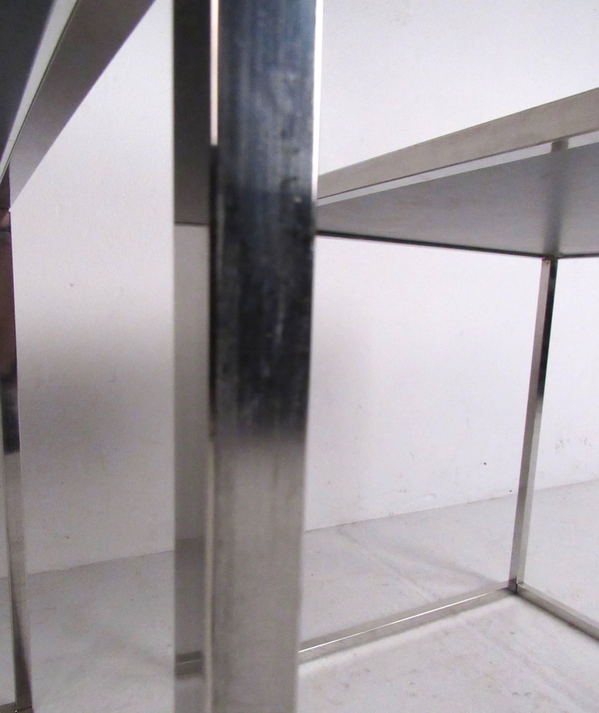Pair of Contemporary Modern Chrome Cube End Tables 3