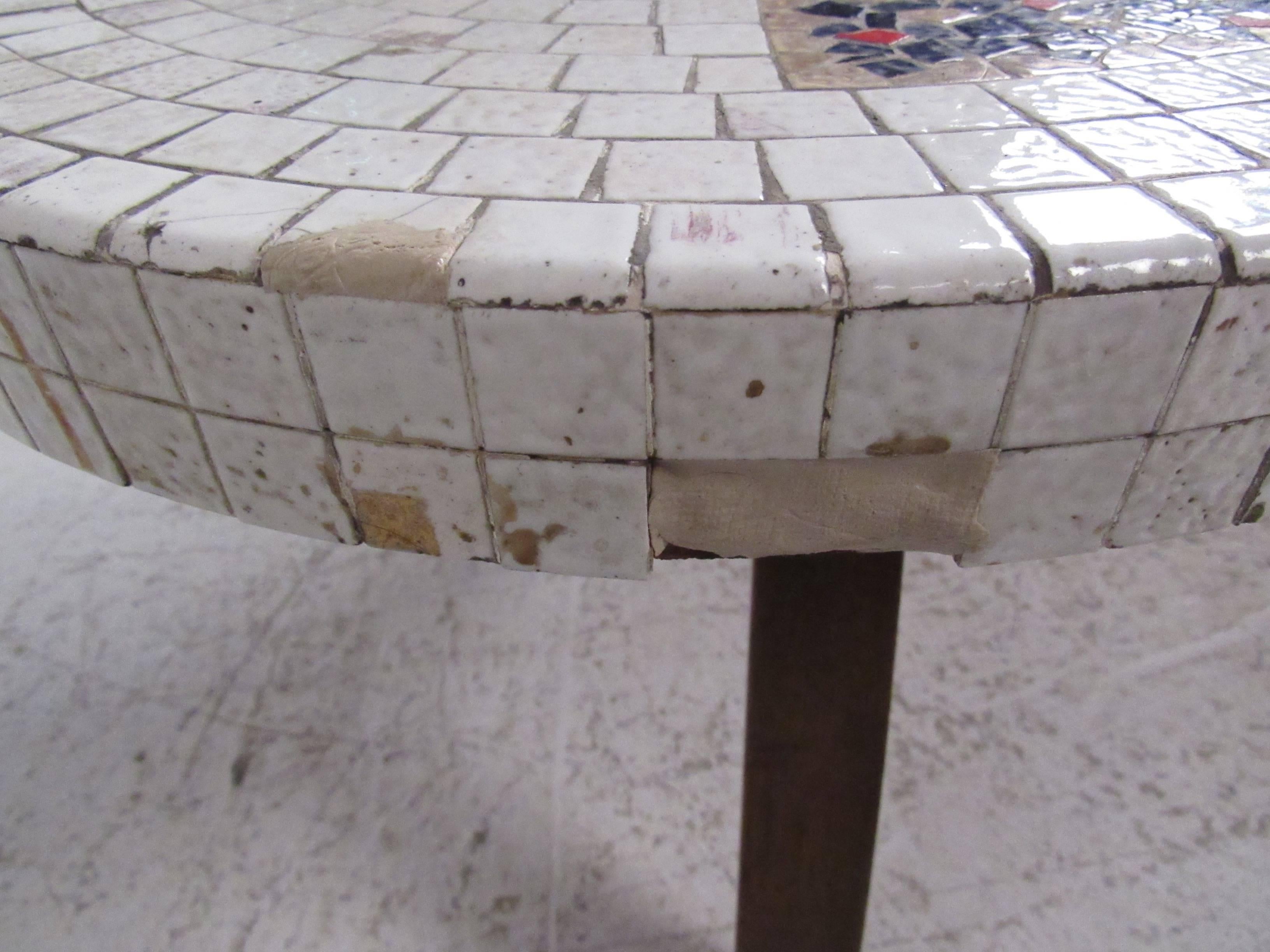  Mid-Century Modern Mosaic Tile Coffee Table For Sale 2