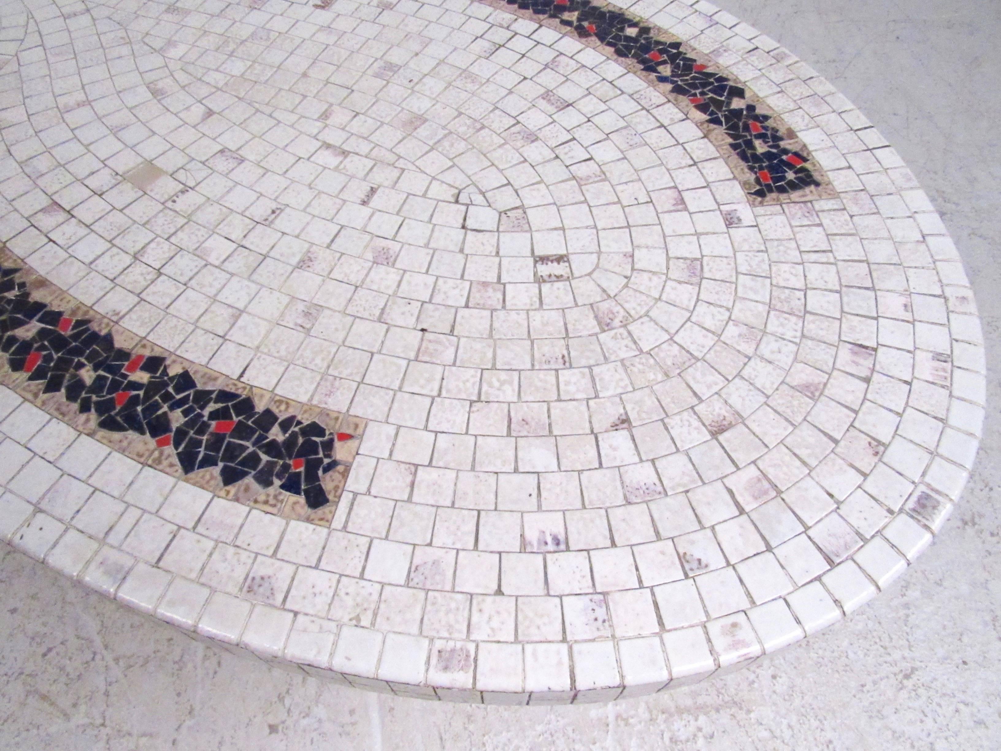  Mid-Century Modern Mosaic Tile Coffee Table In Fair Condition For Sale In Brooklyn, NY
