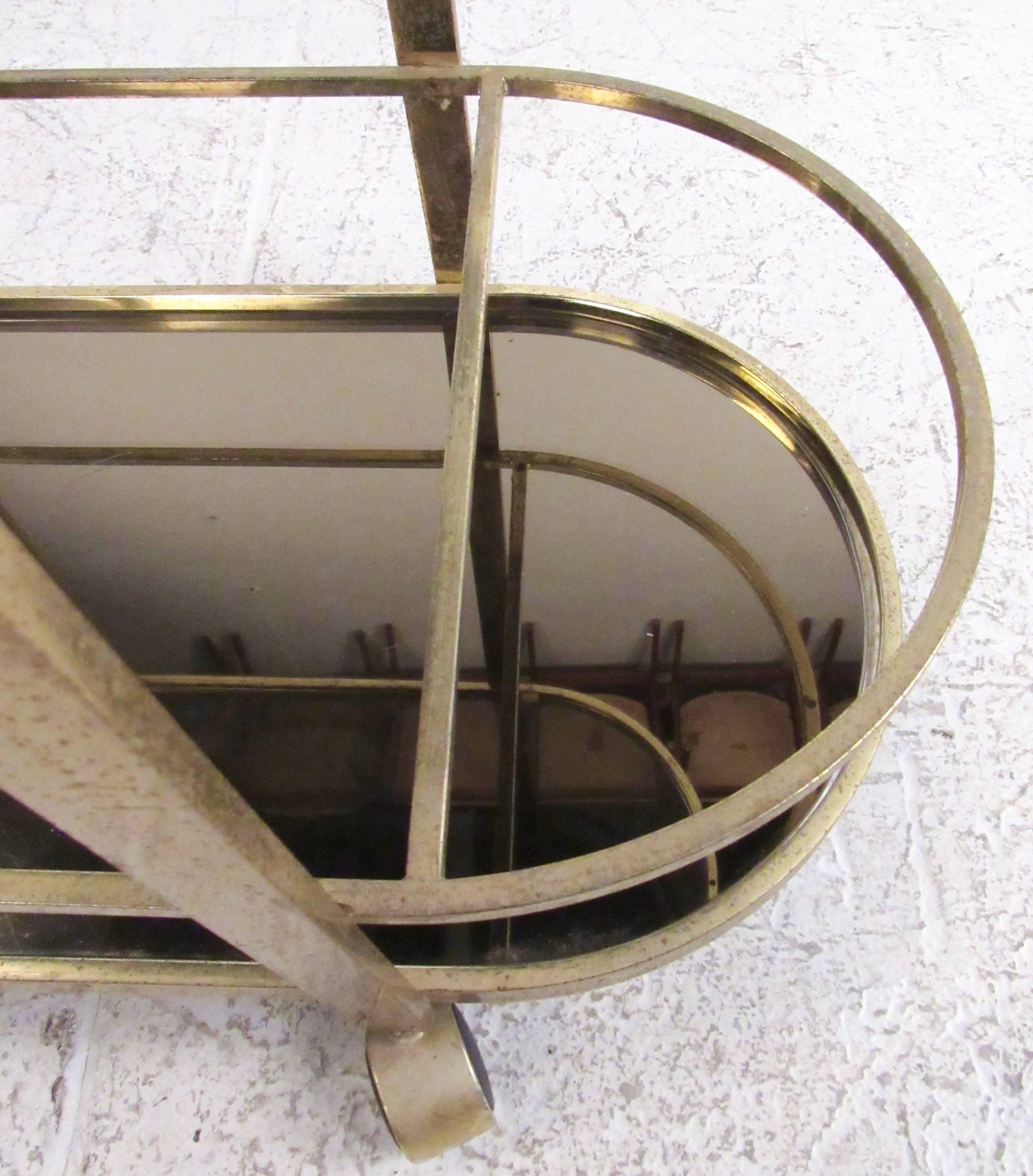 20th Century Vintage Modern Brass Bar Cart