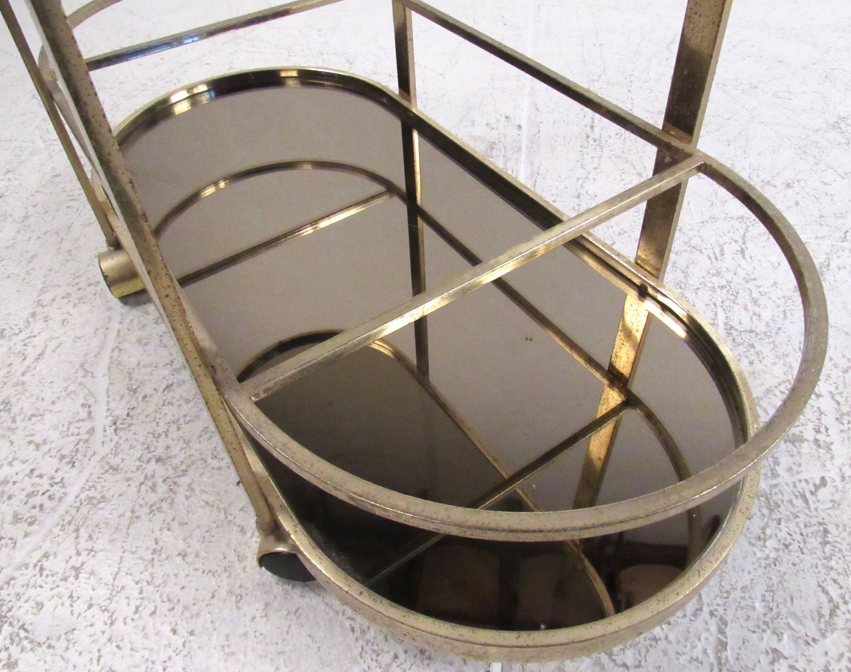Vintage Modern Brass Bar Cart 1