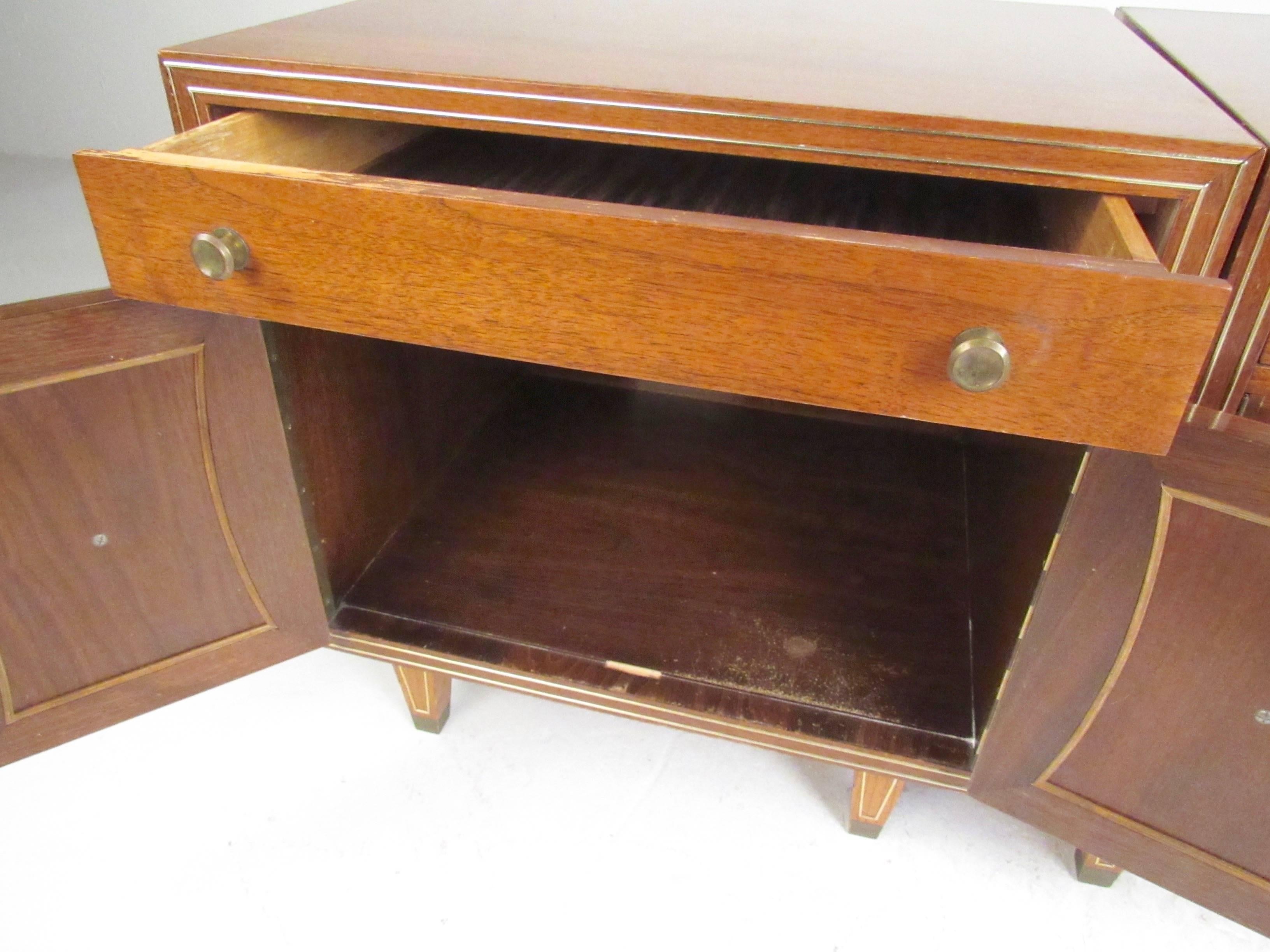 American Pair of Vintage Walnut Nightstands by The Pennsylvania Furniture Co.
