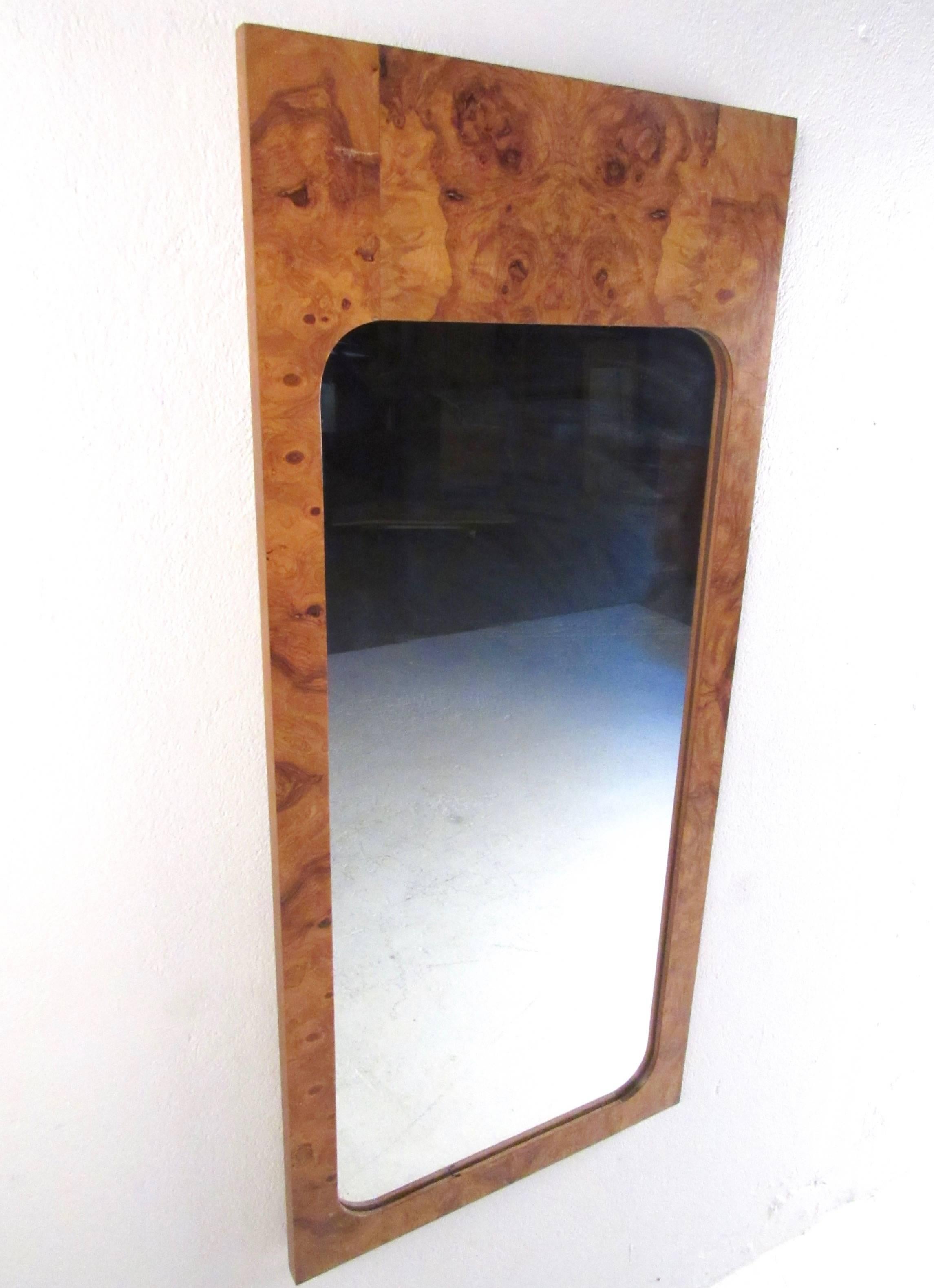 Mid-Century Modern Pair of Milo Baughman Burlwood Wall Mirror's by Lane Furniture