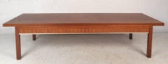 Mid-Century Modern Walnut Coffee Table with Cane Sides
