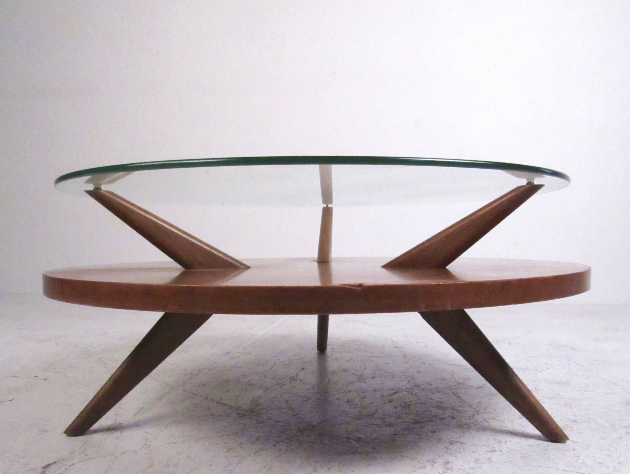 mid century two tier coffee table