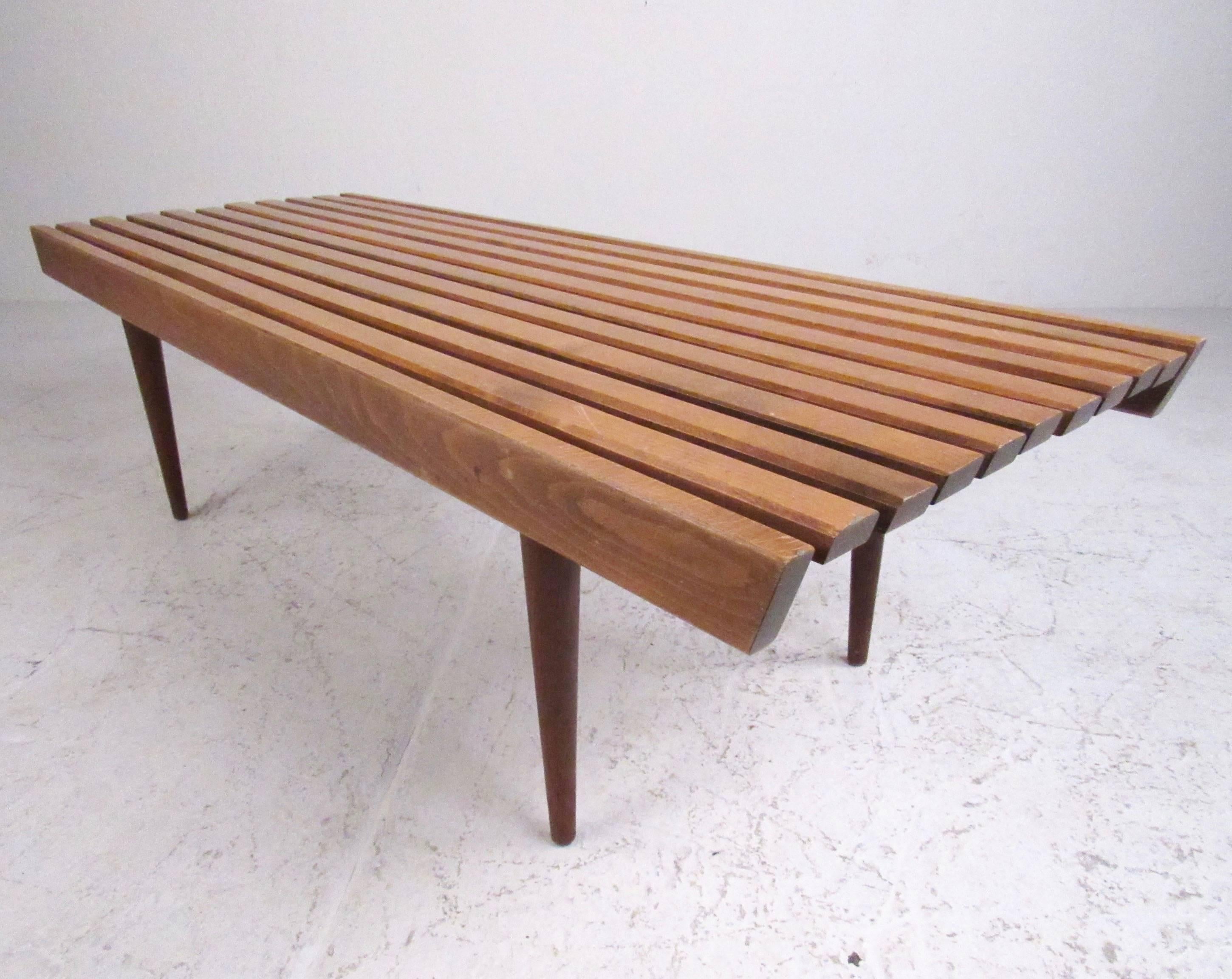 mid century slat coffee table