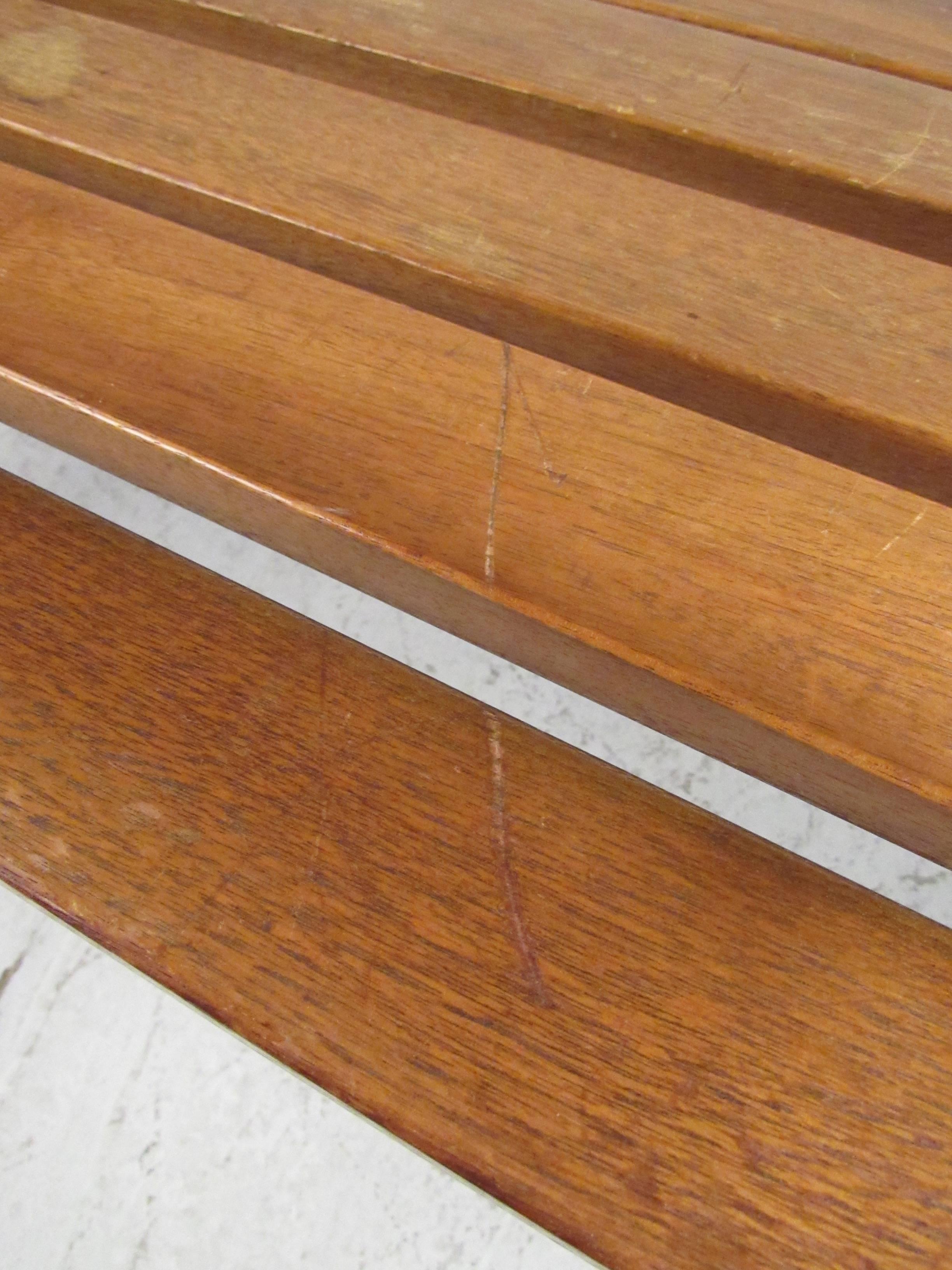 Long Vintage Modern Slat Bench In Good Condition In Brooklyn, NY