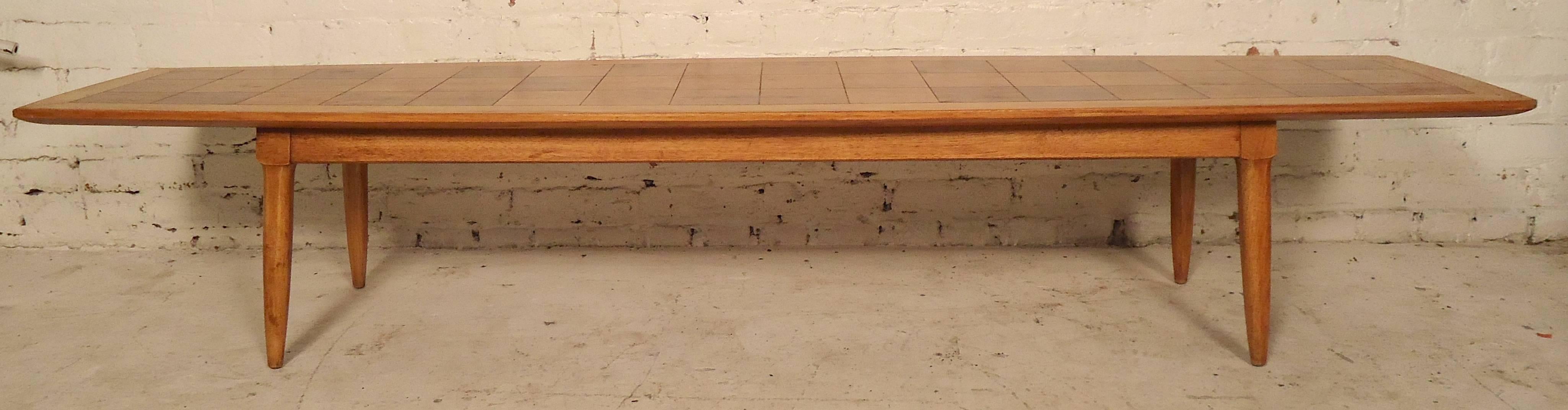 Long Coffee Table with Patchwork Style Top In Good Condition In Brooklyn, NY