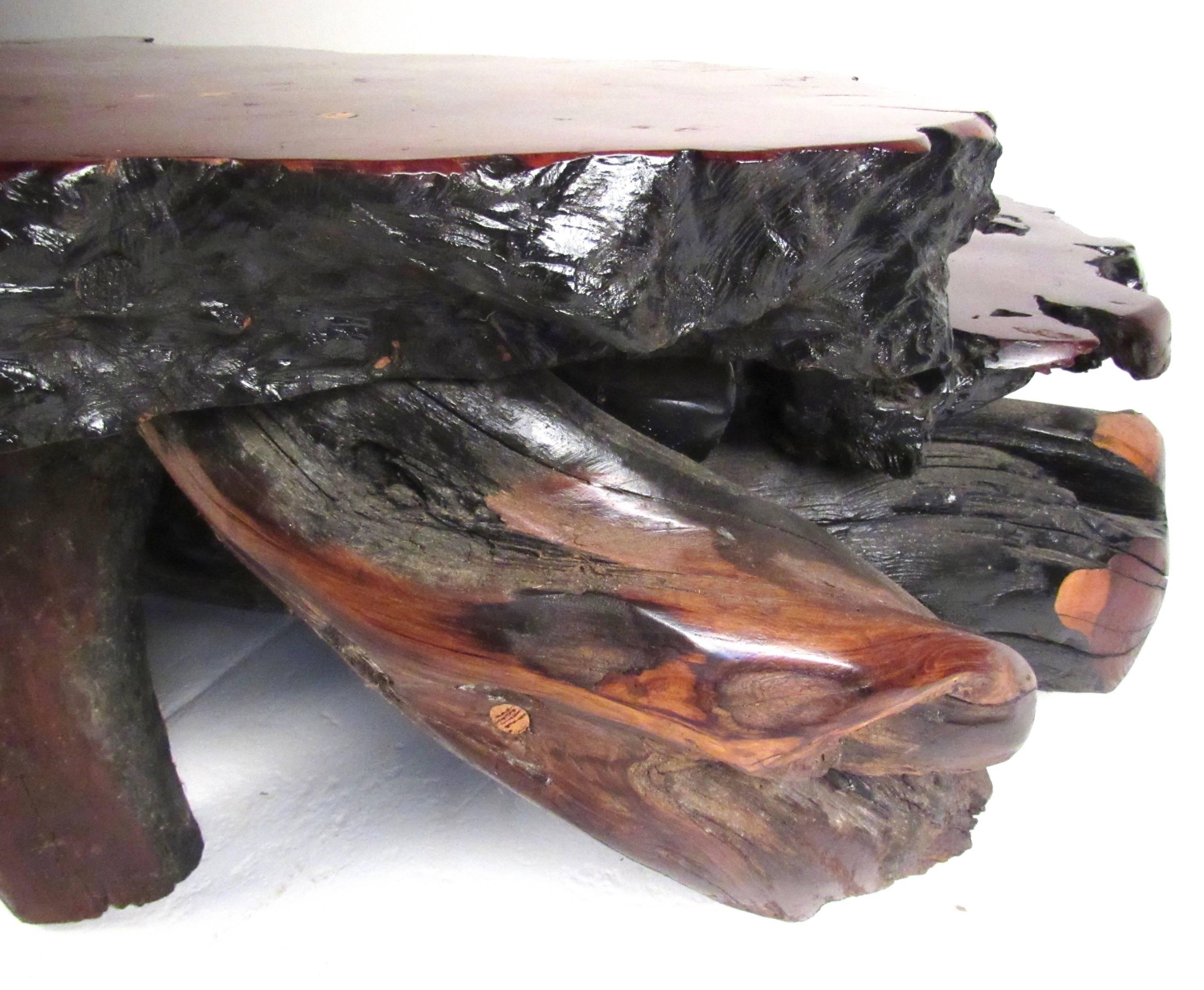 Wood Rustic Tree Slab Coffee Table For Sale